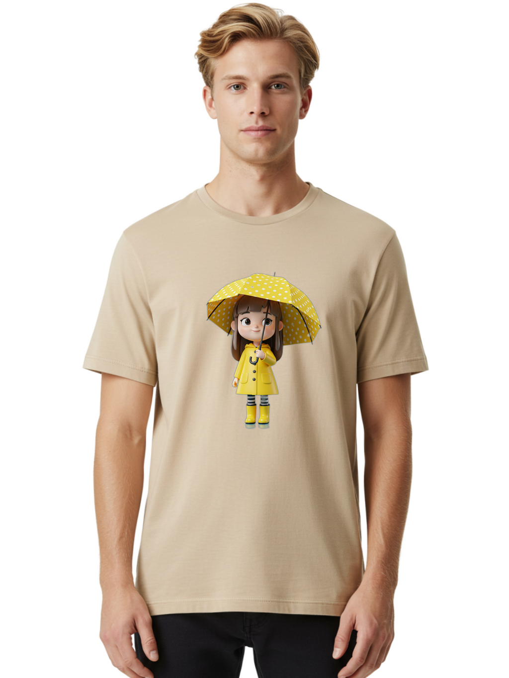 Girl-With-Yellow-Raincoat-And-Umbrella Men'S Graphic Tee, 100% Cotton, Comfortable Casual Summer Wear, Machine Washable, Vintage Camera, Old Camera, Antique Camera, Black Camera, Classic Photography, Photography Equipment, Nostalgic Device, Bai041