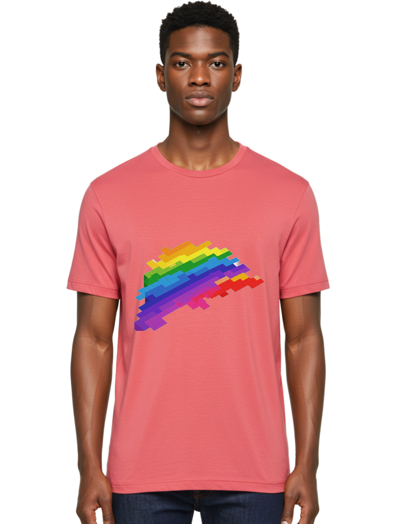 Glitchy-Rainbow Men'S Graphic Tee, 100% Cotton, Comfortable Casual Summer Wear, Machine Washable, Vintage Camera, Old Camera, Antique Camera, Black Camera, Classic Photography, Photography Equipment, Nostalgic Device, Film Camera, Camera Art Bai044
