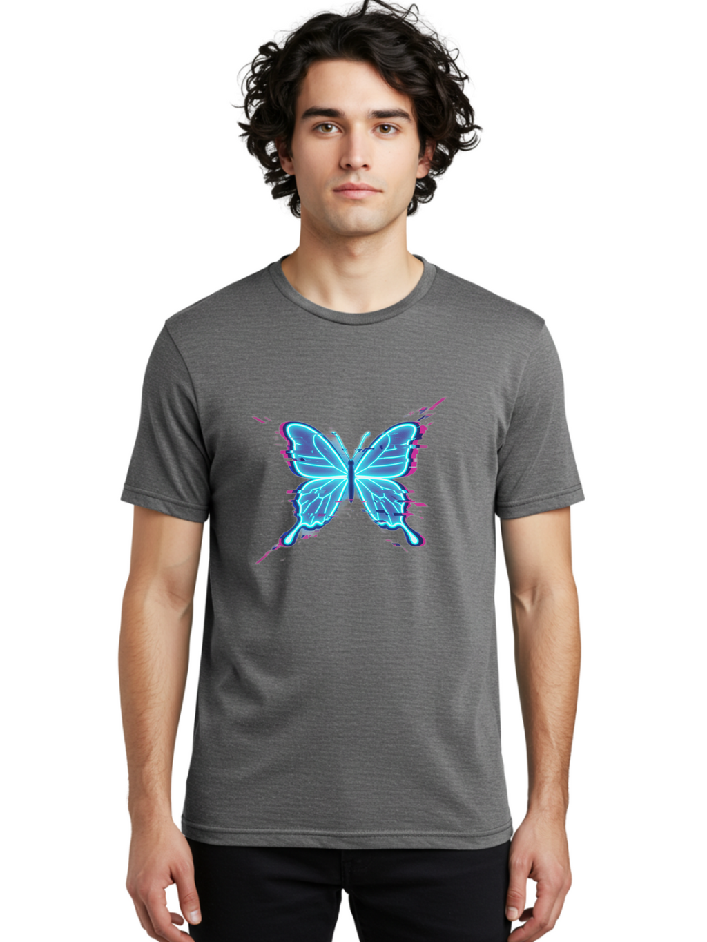 Glowing-Butterfly-1 Men'S Graphic Tee, 100% Cotton, Comfortable Casual Summer Wear, Machine Washable, Vintage Camera, Old Camera, Antique Camera, Black Camera, Classic Photography, Photography Equipment, Nostalgic Device, Film Camera, Bai046