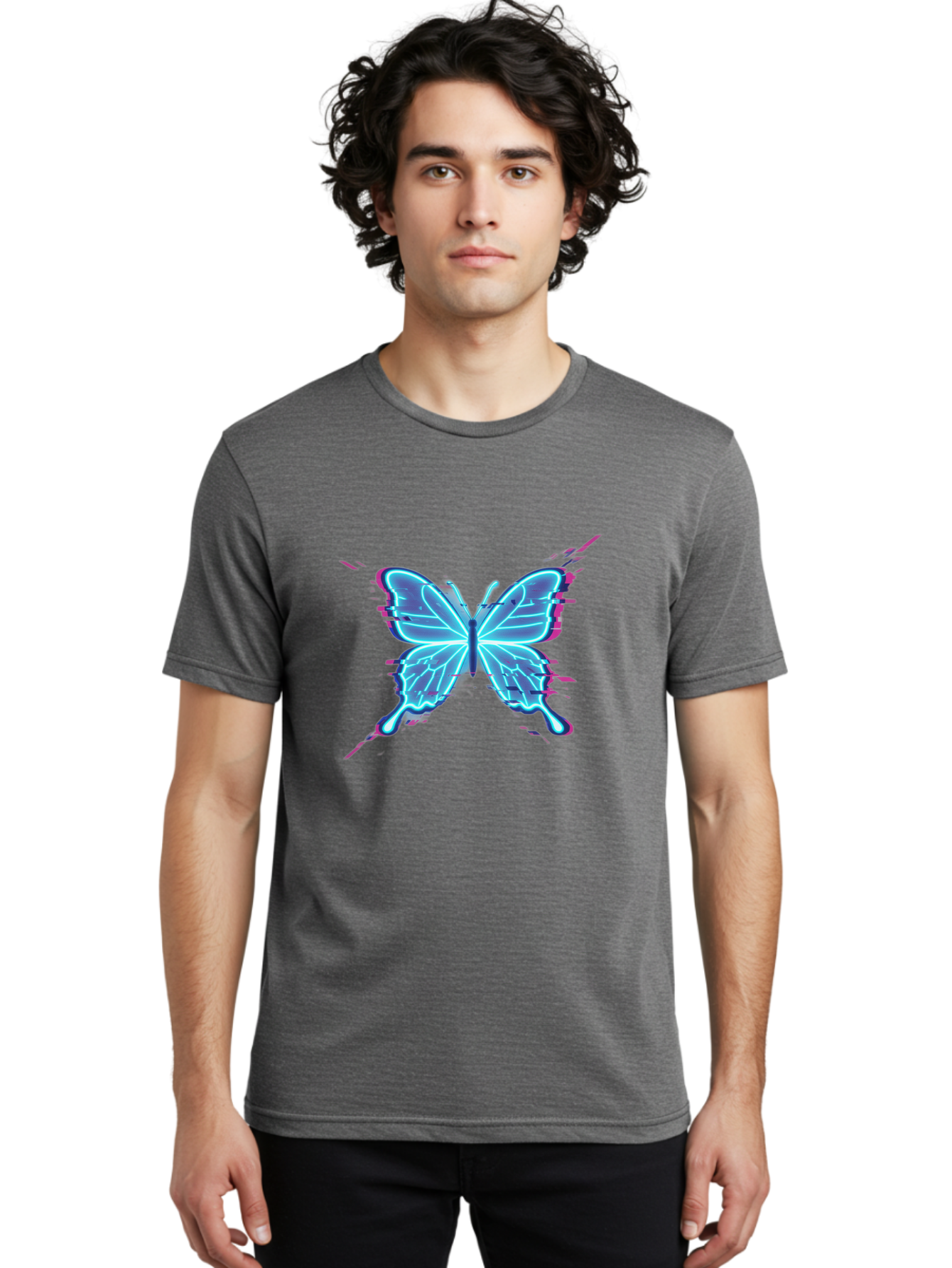 Glowing-Butterfly-1 Men'S Graphic Tee, 100% Cotton, Comfortable Casual Summer Wear, Machine Washable, Vintage Camera, Old Camera, Antique Camera, Black Camera, Classic Photography, Photography Equipment, Nostalgic Device, Film Camera, Bai046