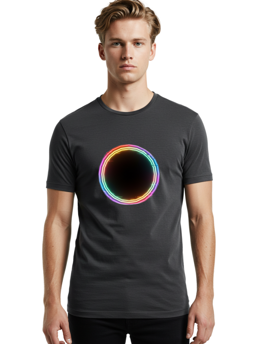 Glowing-Circle Men'S Graphic Tee, 100% Cotton, Comfortable Casual Summer Wear, Machine Washable, Vintage Camera, Old Camera, Antique Camera, Black Camera, Classic Photography, Photography Equipment, Nostalgic Device, Film Camera, Camera Art Bai049