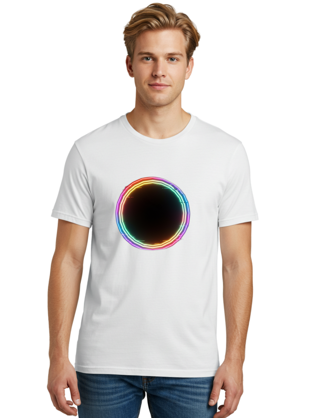 Glowing-Circle Men'S Graphic Tee, 100% Cotton, Comfortable Casual Summer Wear, Machine Washable, Vintage Camera, Old Camera, Antique Camera, Black Camera, Classic Photography, Photography Equipment, Nostalgic Device, Film Camera, Camera Art Bai049