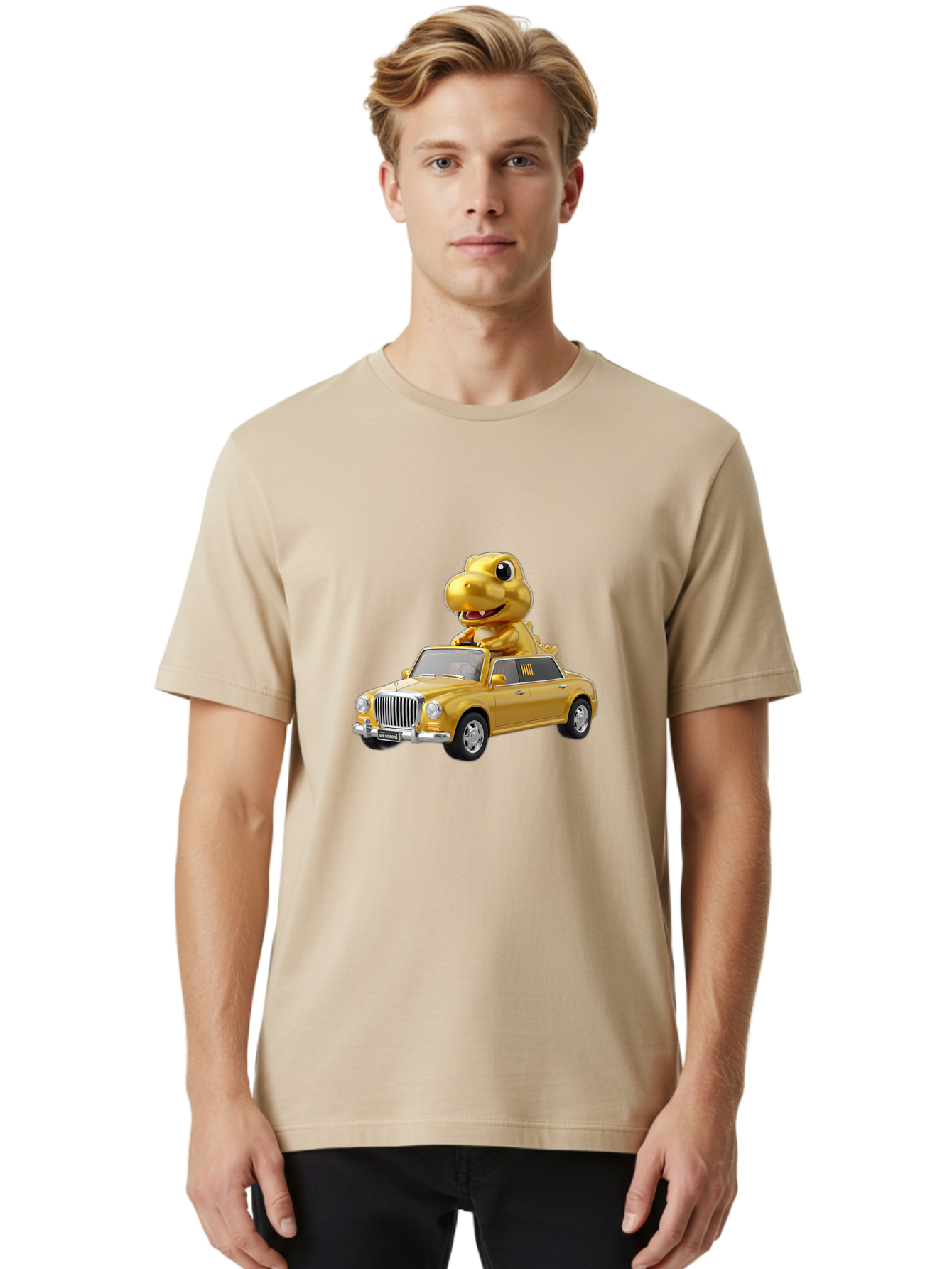 Gold-Dinosaur-Taxi Men'S Graphic Tee, 100% Cotton, Comfortable Casual Summer Wear, Machine Washable, Vintage Camera, Old Camera, Antique Camera, Black Camera, Classic Photography, Photography Equipment, Nostalgic Device, Film Camera, Bai056