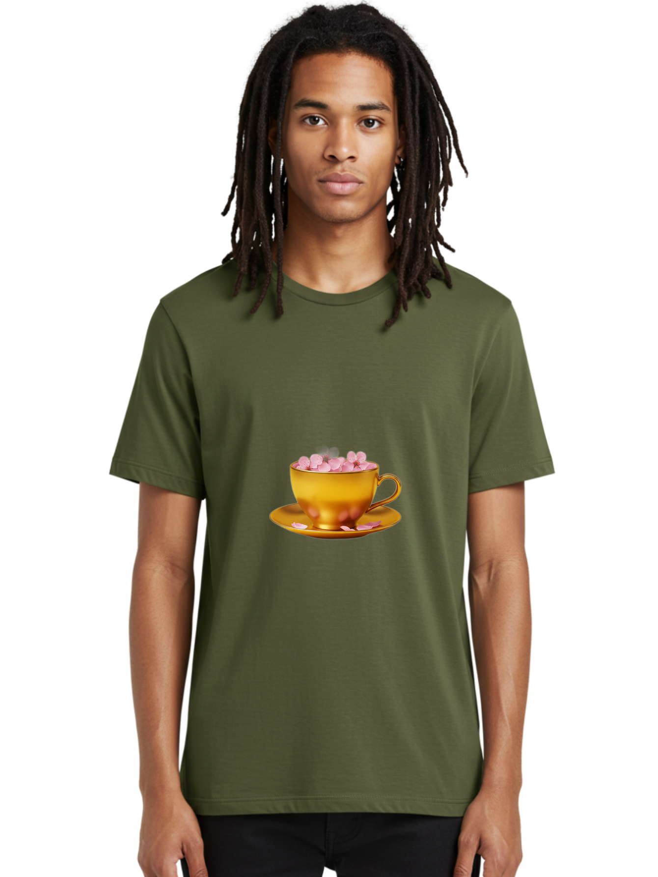 Golden-Cup-With-Petals Men'S Graphic Tee, 100% Cotton, Comfortable Casual Summer Wear, Machine Washable, Vintage Camera, Old Camera, Antique Camera, Black Camera, Classic Photography, Photography Equipment, Nostalgic Device, Film Camera, Bai059