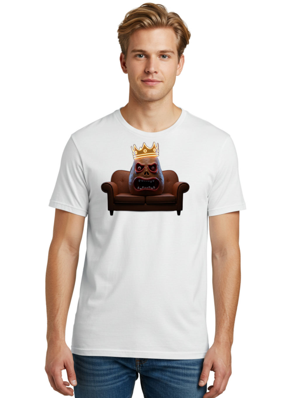 Gorilla-Head-On-Sofa Men'S Graphic Tee, 100% Cotton, Comfortable Casual Summer Wear, Machine Washable, Vintage Camera, Old Camera, Antique Camera, Black Camera, Classic Photography, Photography Equipment, Nostalgic Device, Film Camera, Bai061