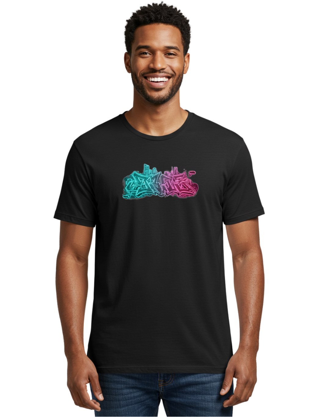 Graffiti-Style-City-Skyline Men'S Graphic Tee, 100% Cotton, Comfortable Casual Summer Wear, Machine Washable, Vintage Camera, Old Camera, Antique Camera, Black Camera, Classic Photography, Photography Equipment, Nostalgic Device, Film Camera, Bai063