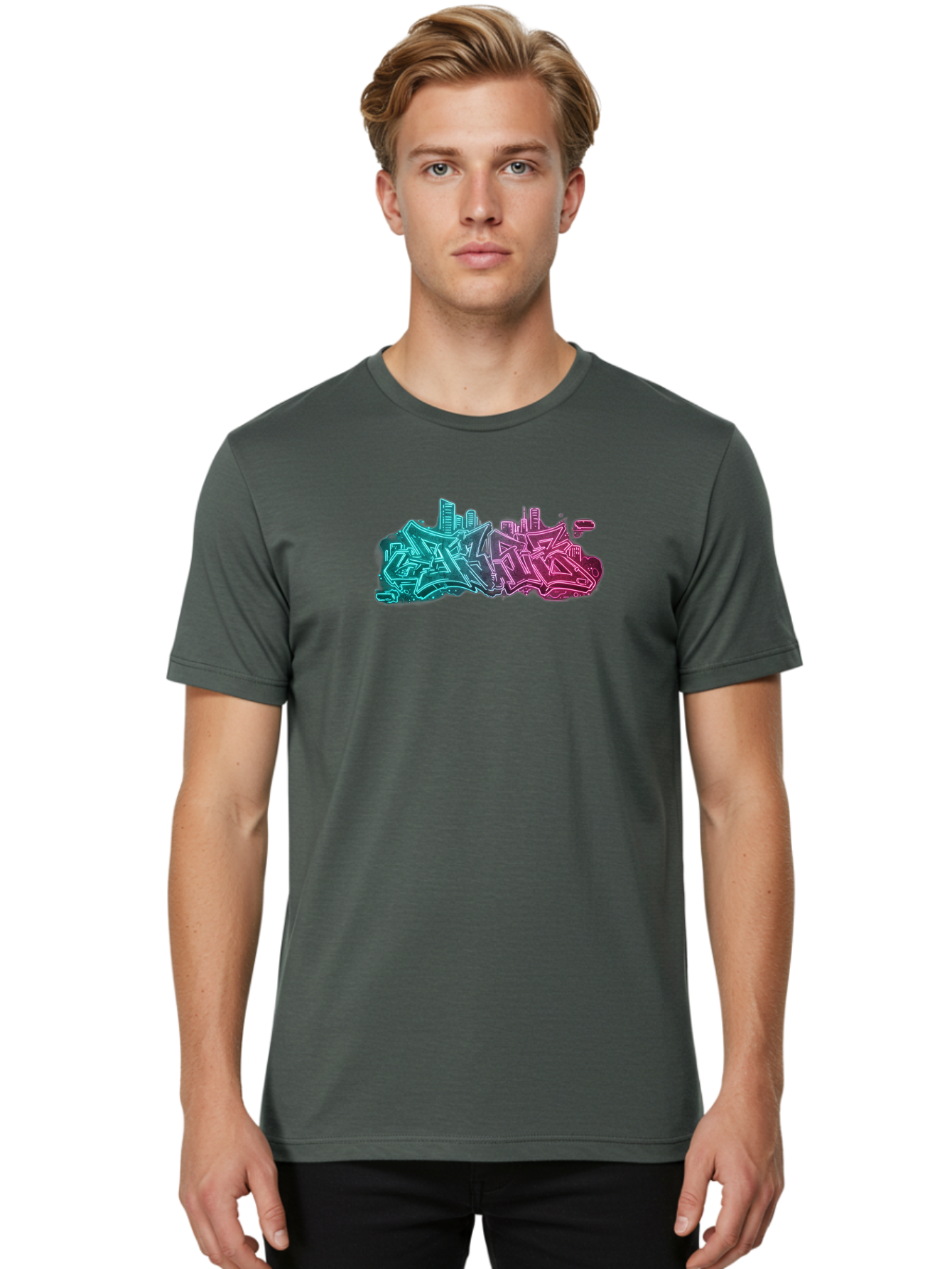 Graffiti-Style-City-Skyline Men'S Graphic Tee, 100% Cotton, Comfortable Casual Summer Wear, Machine Washable, Vintage Camera, Old Camera, Antique Camera, Black Camera, Classic Photography, Photography Equipment, Nostalgic Device, Film Camera, Bai063