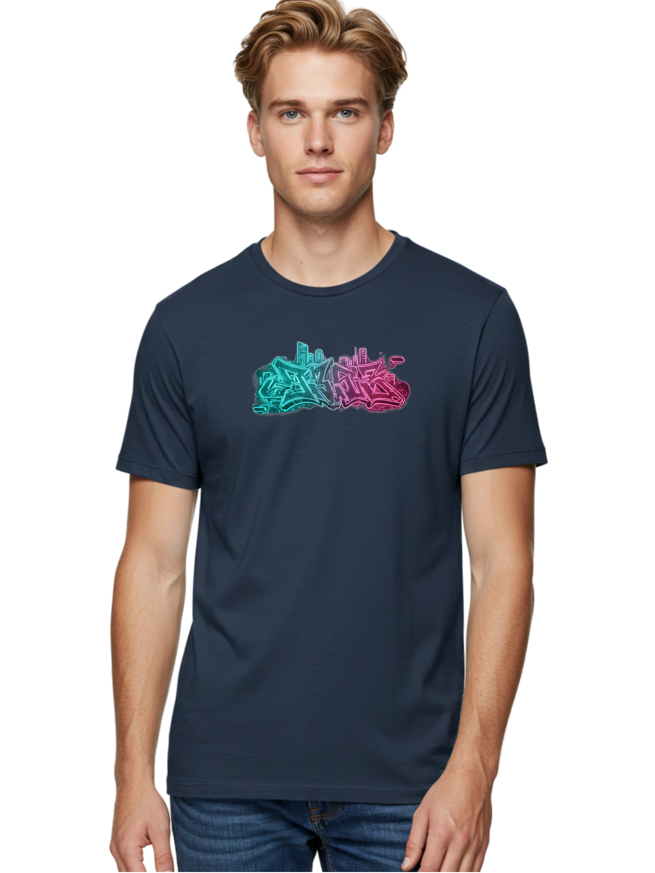 Graffiti-Style-City-Skyline Men'S Graphic Tee, 100% Cotton, Comfortable Casual Summer Wear, Machine Washable, Vintage Camera, Old Camera, Antique Camera, Black Camera, Classic Photography, Photography Equipment, Nostalgic Device, Film Camera, Bai063