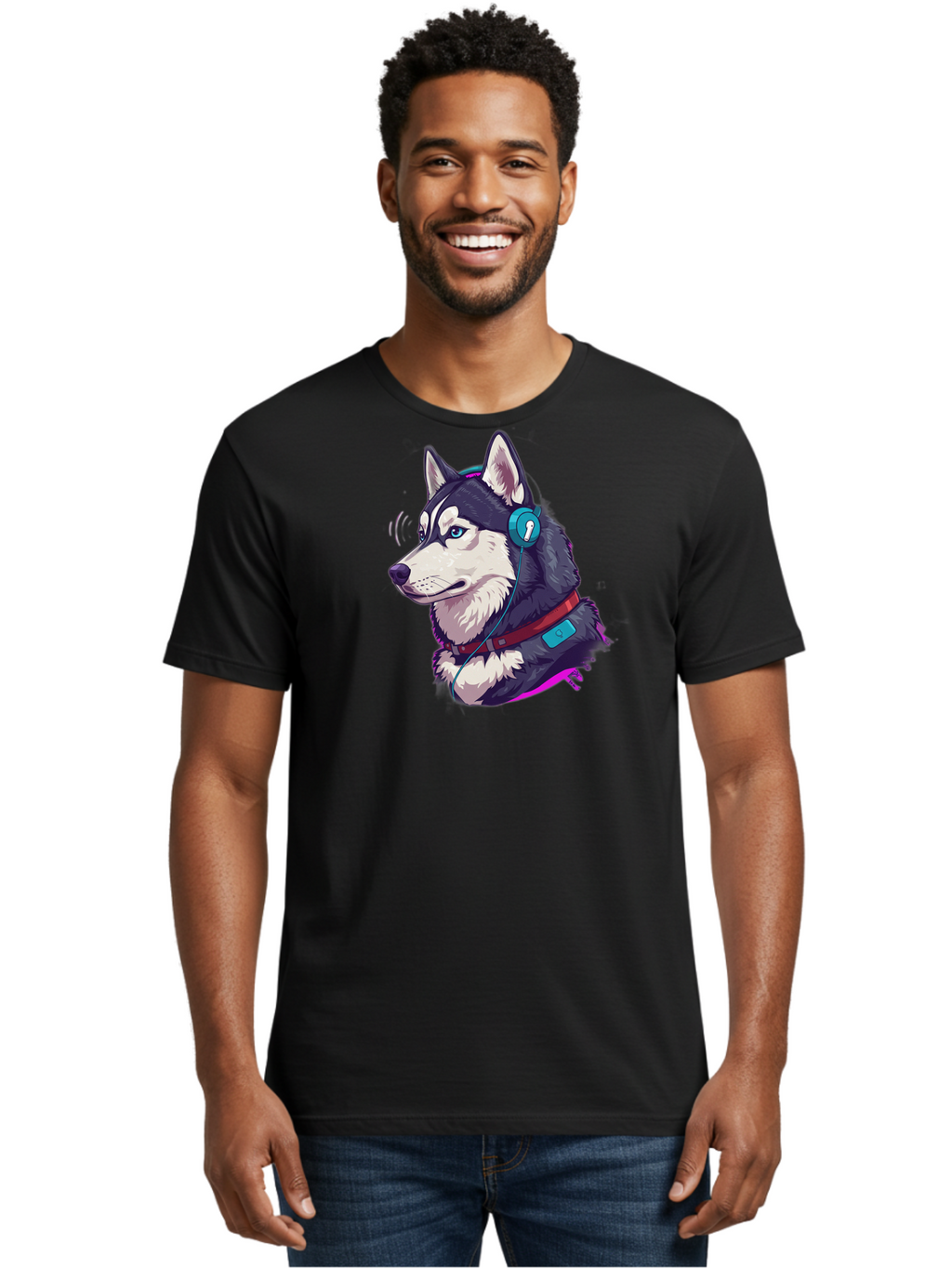 Husky-With-Headphones Men'S Graphic Tee, 100% Cotton, Comfortable Casual Summer Wear, Machine Washable, Vintage Camera, Old Camera, Antique Camera, Black Camera, Classic Photography, Photography Equipment, Nostalgic Device, Film Camera, Bai074