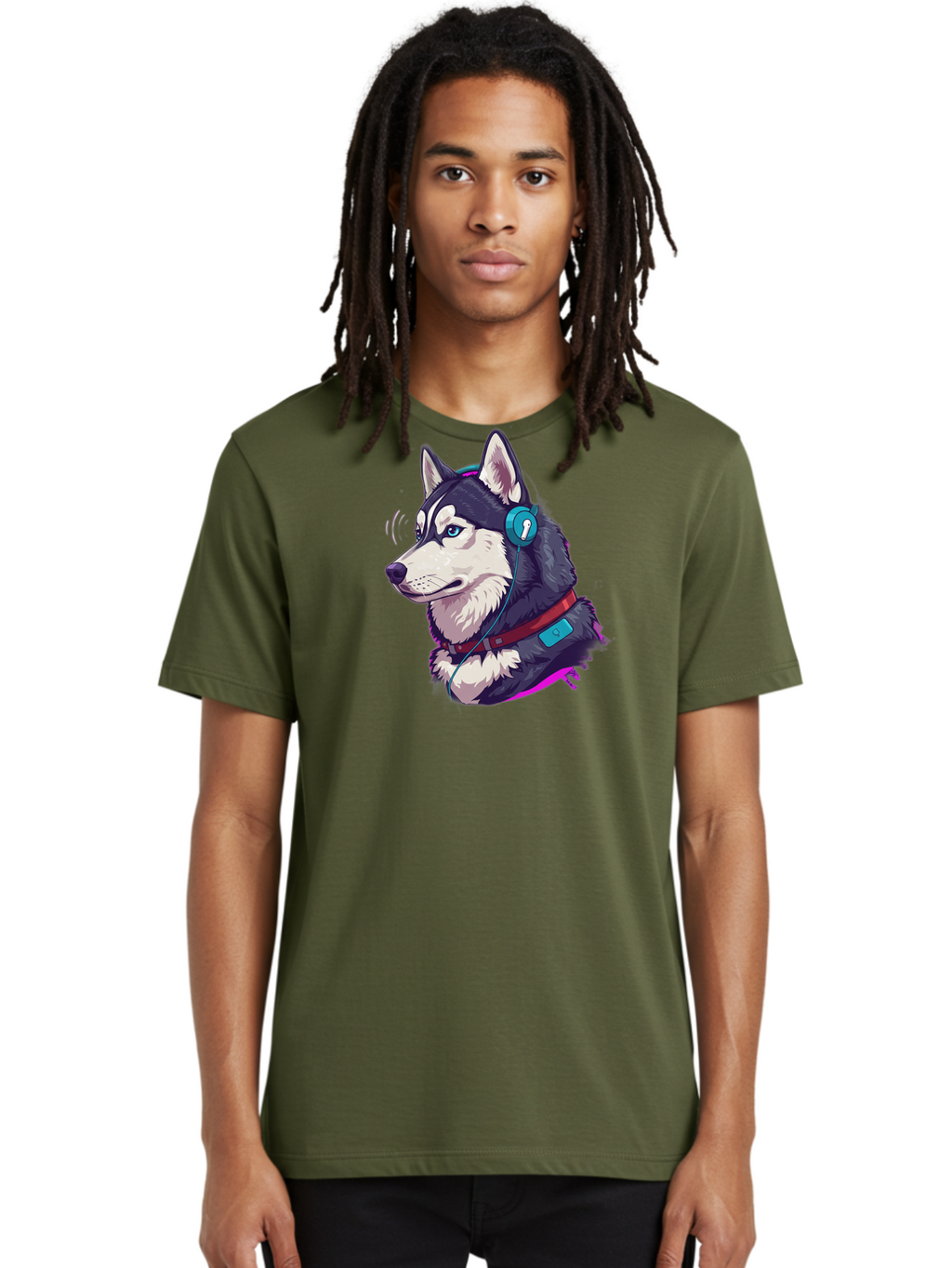 Husky-With-Headphones Men'S Graphic Tee, 100% Cotton, Comfortable Casual Summer Wear, Machine Washable, Vintage Camera, Old Camera, Antique Camera, Black Camera, Classic Photography, Photography Equipment, Nostalgic Device, Film Camera, Bai074