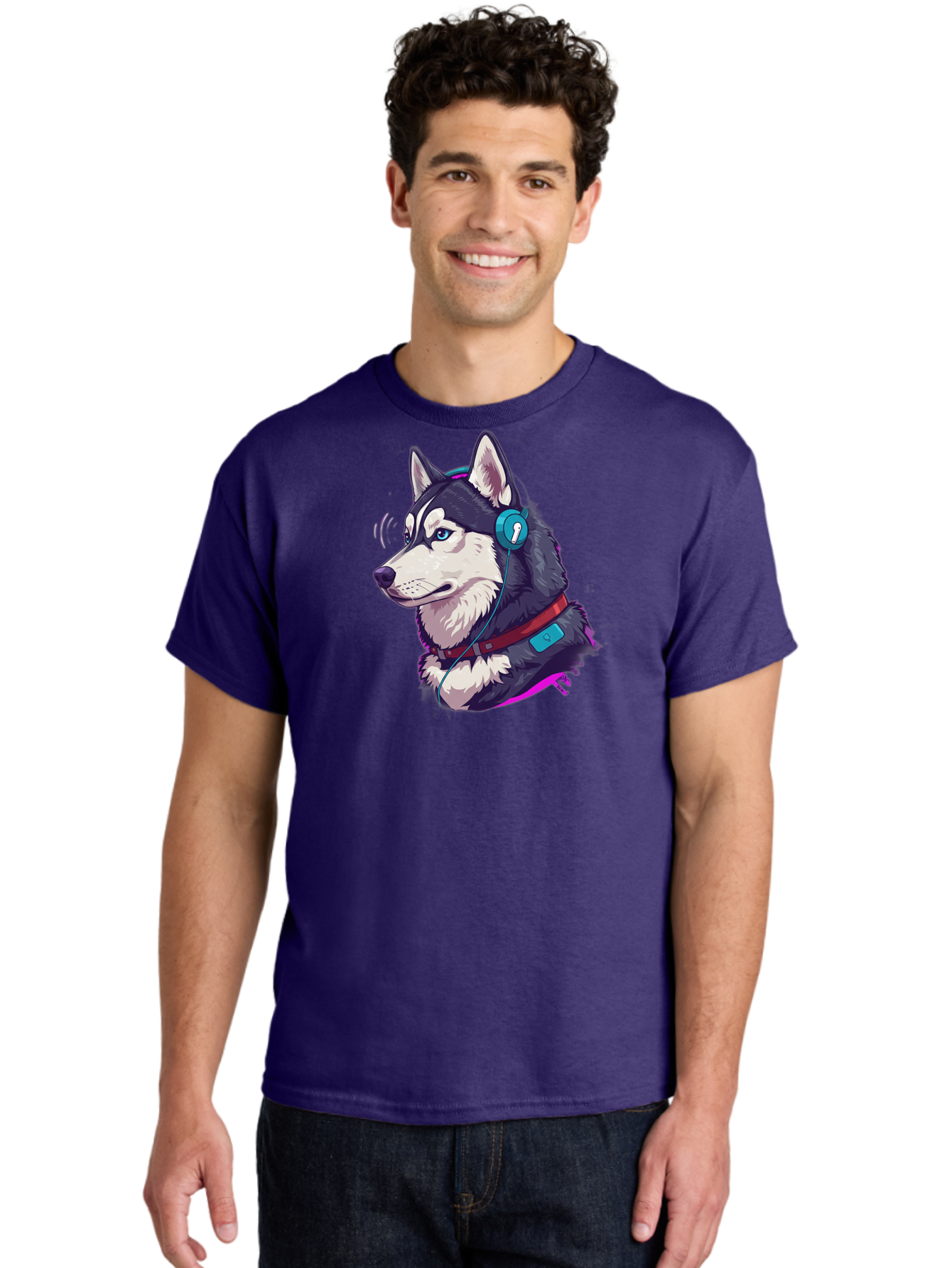 Husky-With-Headphones Men'S Graphic Tee, 100% Cotton, Comfortable Casual Summer Wear, Machine Washable, Vintage Camera, Old Camera, Antique Camera, Black Camera, Classic Photography, Photography Equipment, Nostalgic Device, Film Camera, Bai074