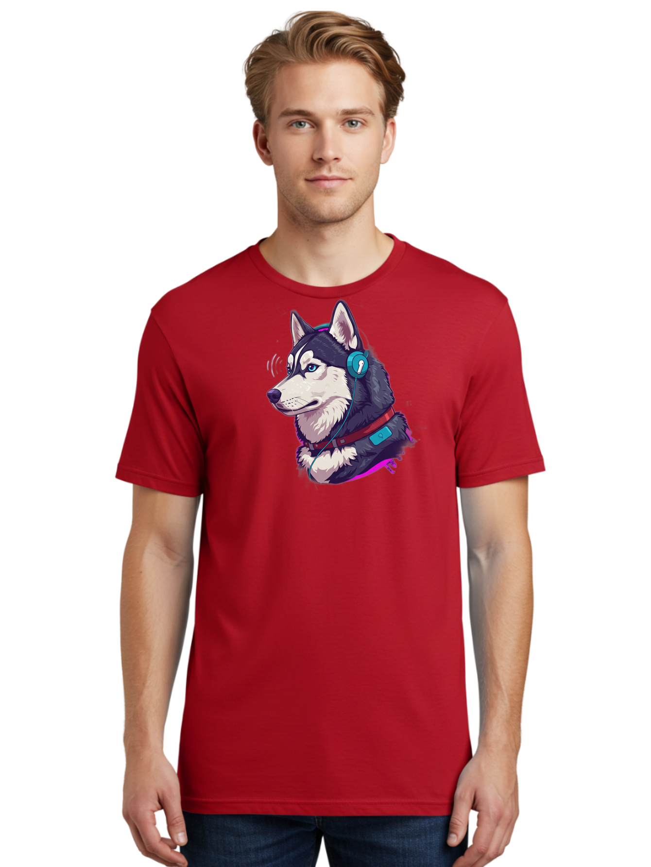Husky-With-Headphones Men'S Graphic Tee, 100% Cotton, Comfortable Casual Summer Wear, Machine Washable, Vintage Camera, Old Camera, Antique Camera, Black Camera, Classic Photography, Photography Equipment, Nostalgic Device, Film Camera, Bai074