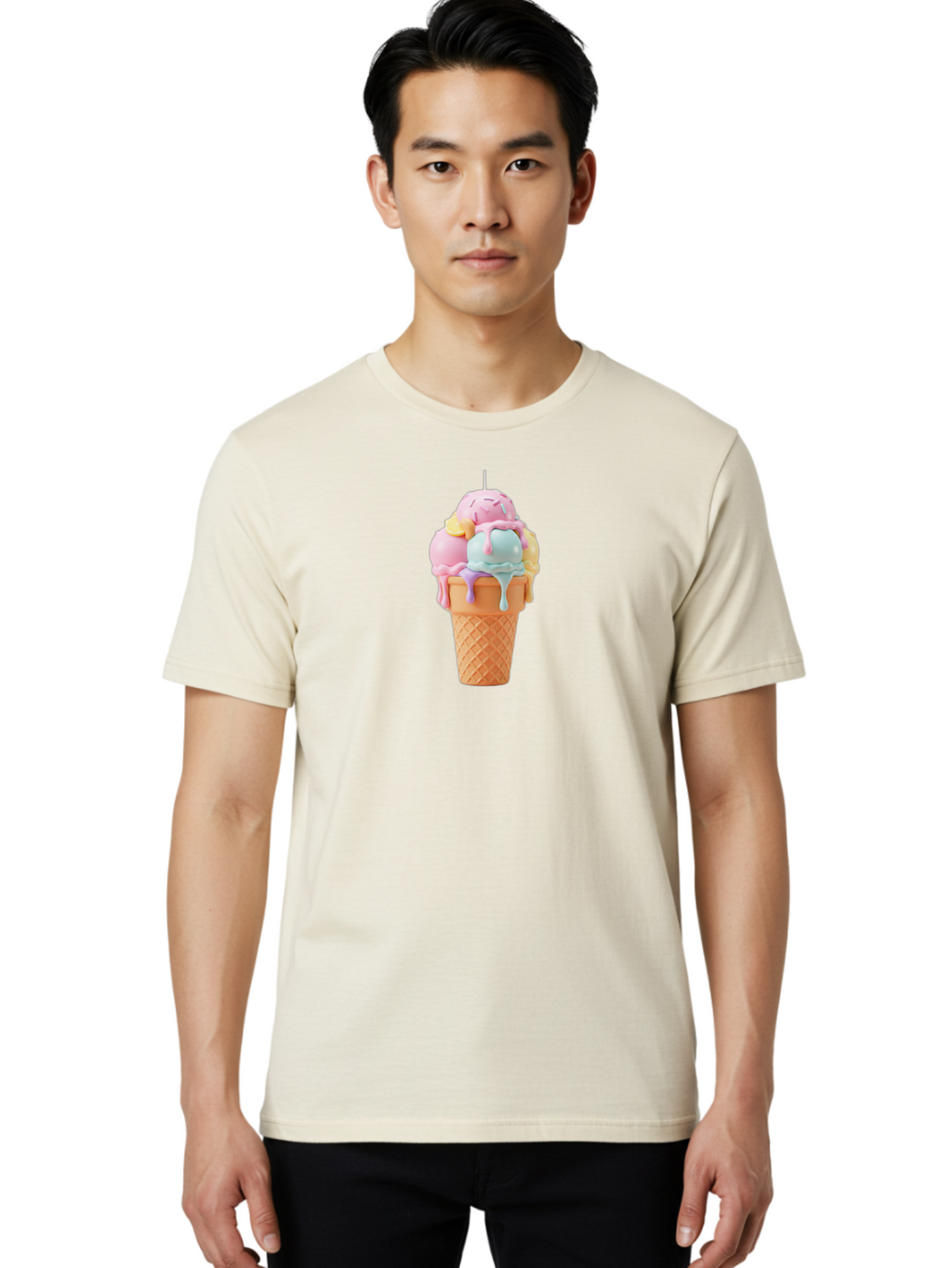 Ice-Cream-Cone Men'S Graphic Tee, 100% Cotton, Comfortable Casual Summer Wear, Machine Washable, Vintage Camera, Old Camera, Antique Camera, Black Camera, Classic Photography, Photography Equipment, Nostalgic Device, Film Camera, Camera Art Bai075