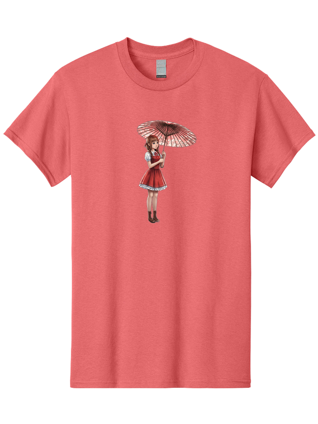 Illustration-Of-Girl-With-Parasol Men'S Graphic Tee, 100% Cotton, Comfortable Casual Summer Wear, Machine Washable, Vintage Camera, Old Camera, Antique Camera, Black Camera, Classic Photography, Photography Equipment, Nostalgic Device, Bai077
