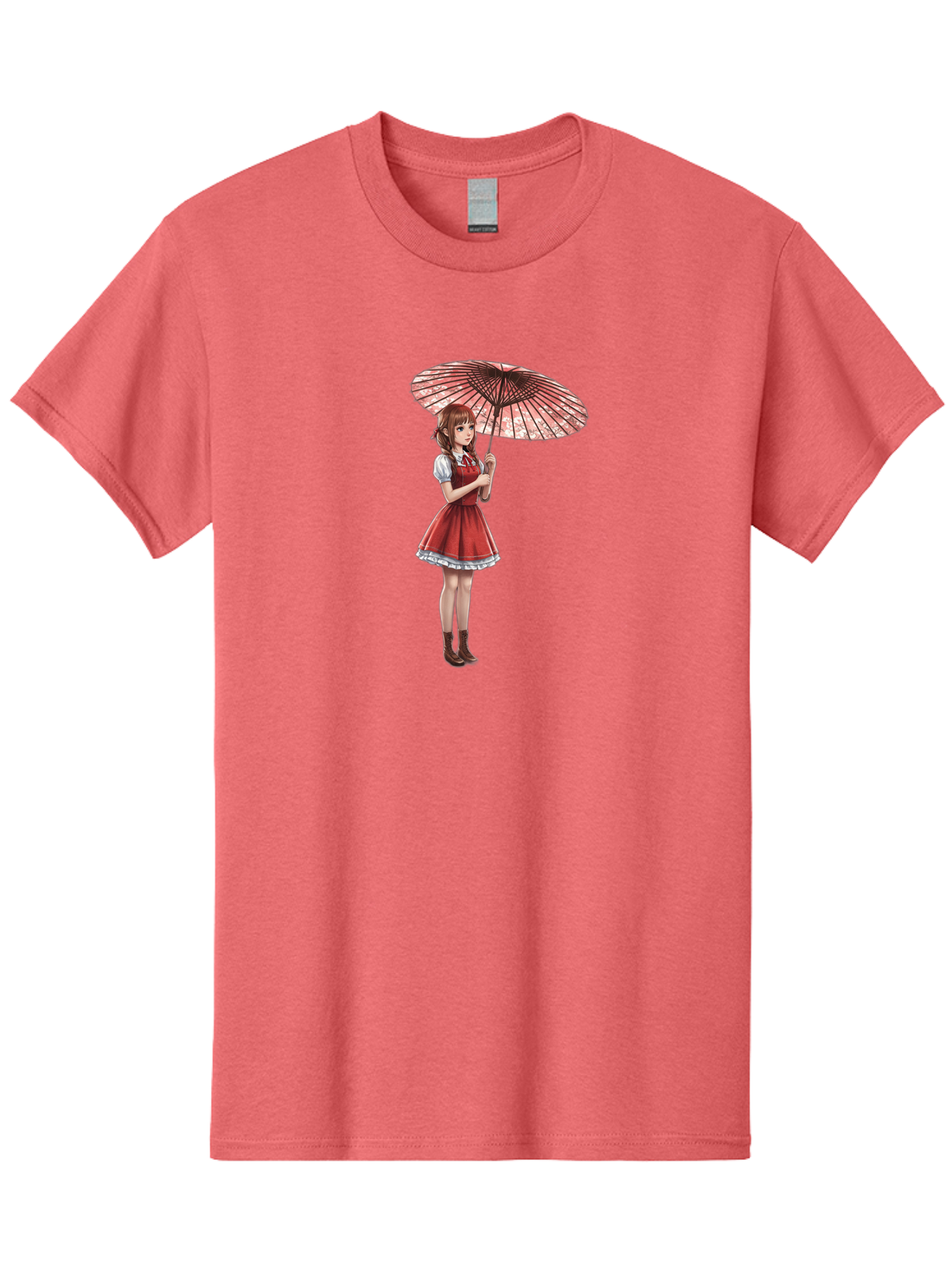 Illustration-Of-Girl-With-Parasol Men'S Graphic Tee, 100% Cotton, Comfortable Casual Summer Wear, Machine Washable, Vintage Camera, Old Camera, Antique Camera, Black Camera, Classic Photography, Photography Equipment, Nostalgic Device, Bai077