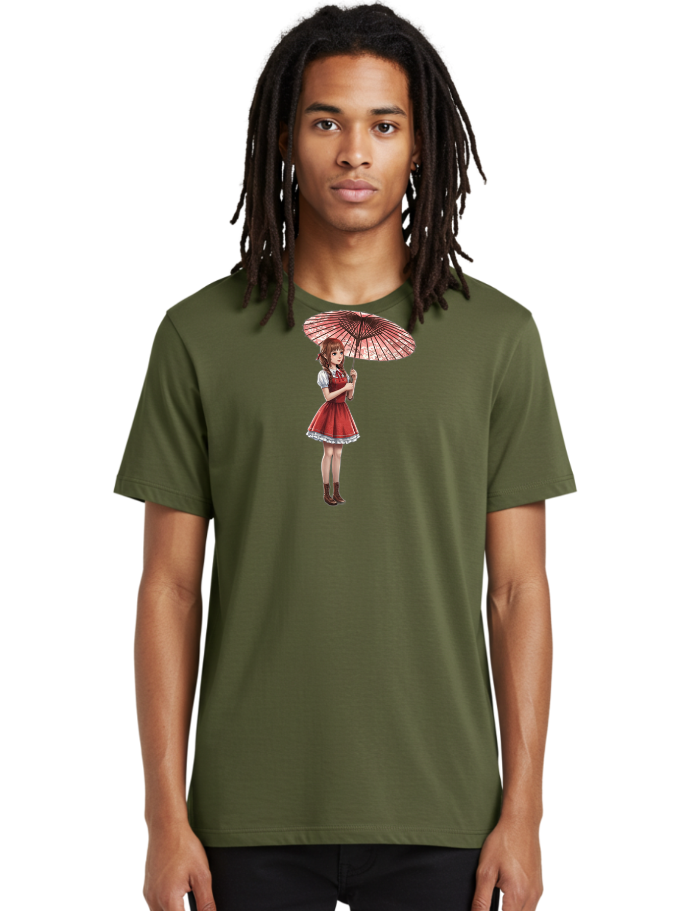 Illustration-Of-Girl-With-Parasol Men'S Graphic Tee, 100% Cotton, Comfortable Casual Summer Wear, Machine Washable, Vintage Camera, Old Camera, Antique Camera, Black Camera, Classic Photography, Photography Equipment, Nostalgic Device, Bai077