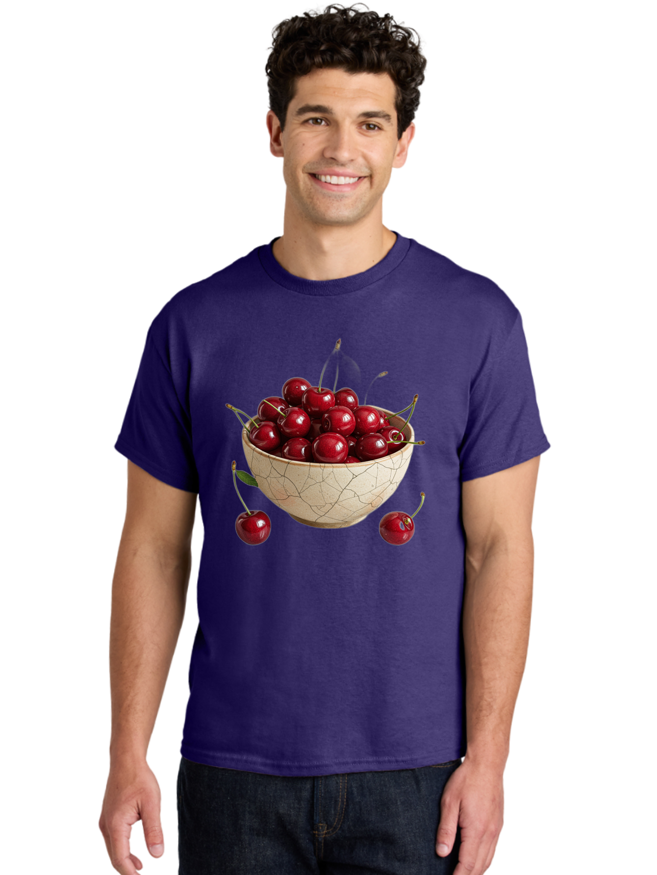 Kintsugi-Bowl-Of-Cherries Men'S Graphic Tee, 100% Cotton, Comfortable Casual Summer Wear, Machine Washable, Vintage Camera, Old Camera, Antique Camera, Black Camera, Classic Photography, Photography Equipment, Nostalgic Device, Film Camera, Bai081