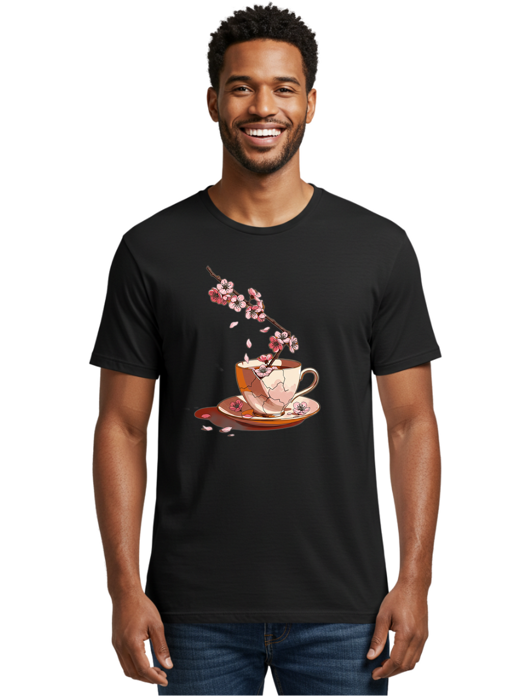 Kintsugi-Tea-Cup Men'S Graphic Tee, 100% Cotton, Comfortable Casual Summer Wear, Machine Washable, Vintage Camera, Old Camera, Antique Camera, Black Camera, Classic Photography, Photography Equipment, Nostalgic Device, Film Camera, Camera Art Bai082