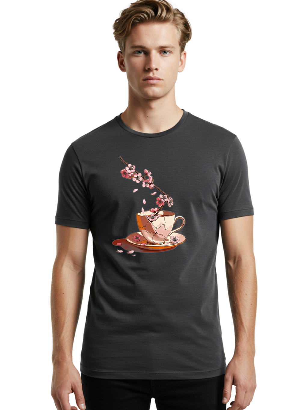 Kintsugi-Tea-Cup Men'S Graphic Tee, 100% Cotton, Comfortable Casual Summer Wear, Machine Washable, Vintage Camera, Old Camera, Antique Camera, Black Camera, Classic Photography, Photography Equipment, Nostalgic Device, Film Camera, Camera Art Bai082
