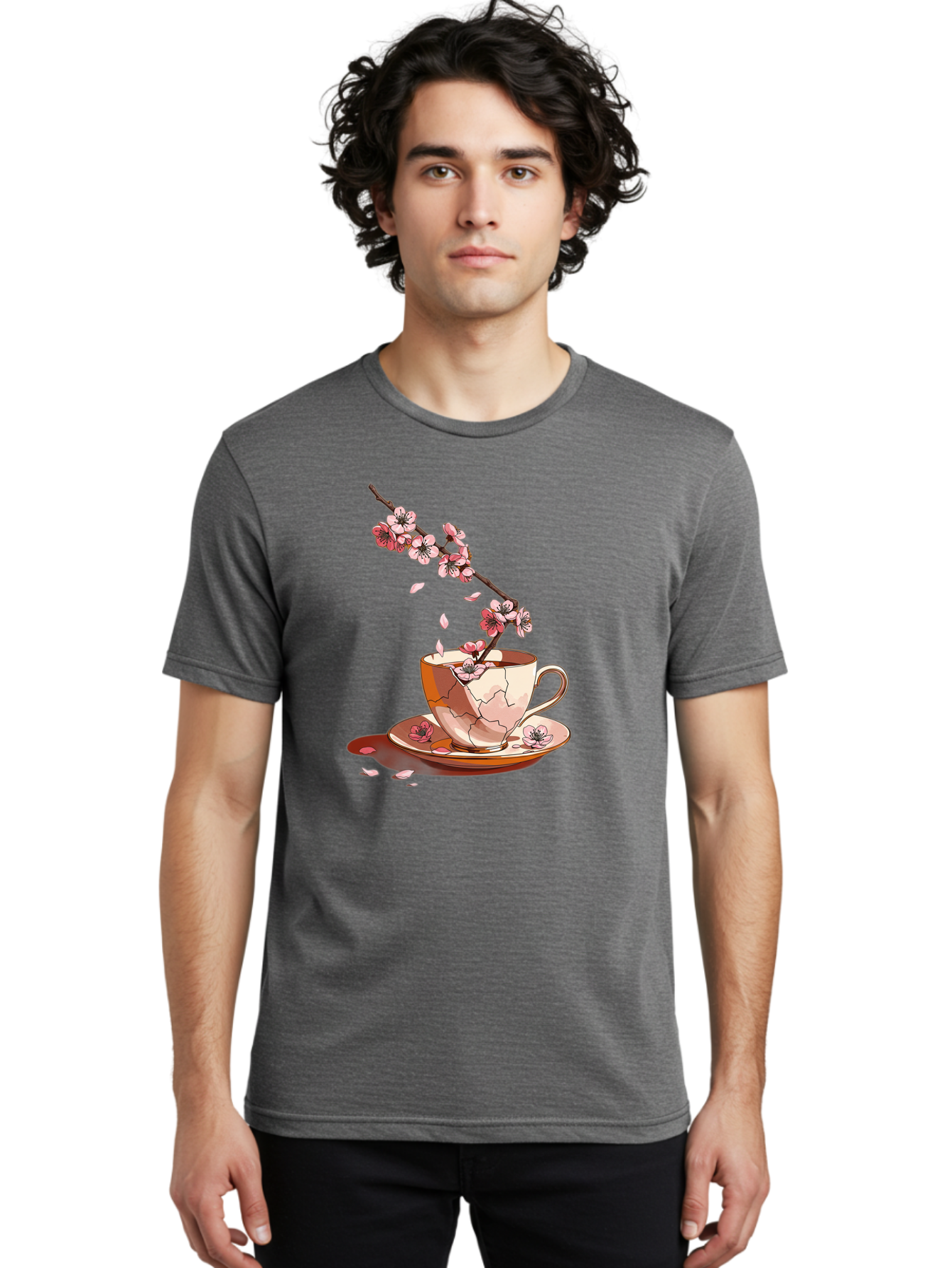 Kintsugi-Tea-Cup Men'S Graphic Tee, 100% Cotton, Comfortable Casual Summer Wear, Machine Washable, Vintage Camera, Old Camera, Antique Camera, Black Camera, Classic Photography, Photography Equipment, Nostalgic Device, Film Camera, Camera Art Bai082