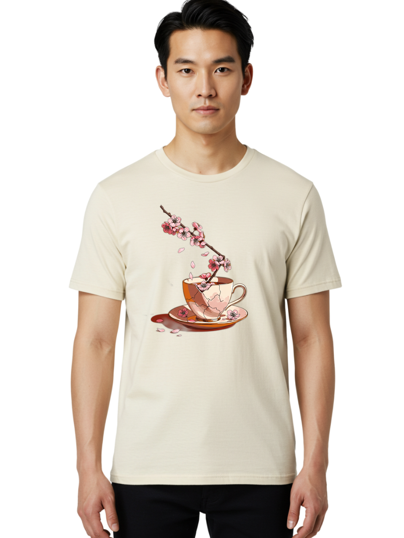 Kintsugi-Tea-Cup Men'S Graphic Tee, 100% Cotton, Comfortable Casual Summer Wear, Machine Washable, Vintage Camera, Old Camera, Antique Camera, Black Camera, Classic Photography, Photography Equipment, Nostalgic Device, Film Camera, Camera Art Bai082