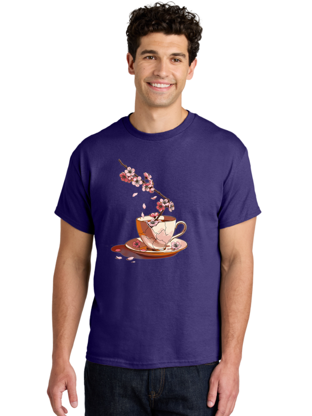 Kintsugi-Tea-Cup Men'S Graphic Tee, 100% Cotton, Comfortable Casual Summer Wear, Machine Washable, Vintage Camera, Old Camera, Antique Camera, Black Camera, Classic Photography, Photography Equipment, Nostalgic Device, Film Camera, Camera Art Bai082