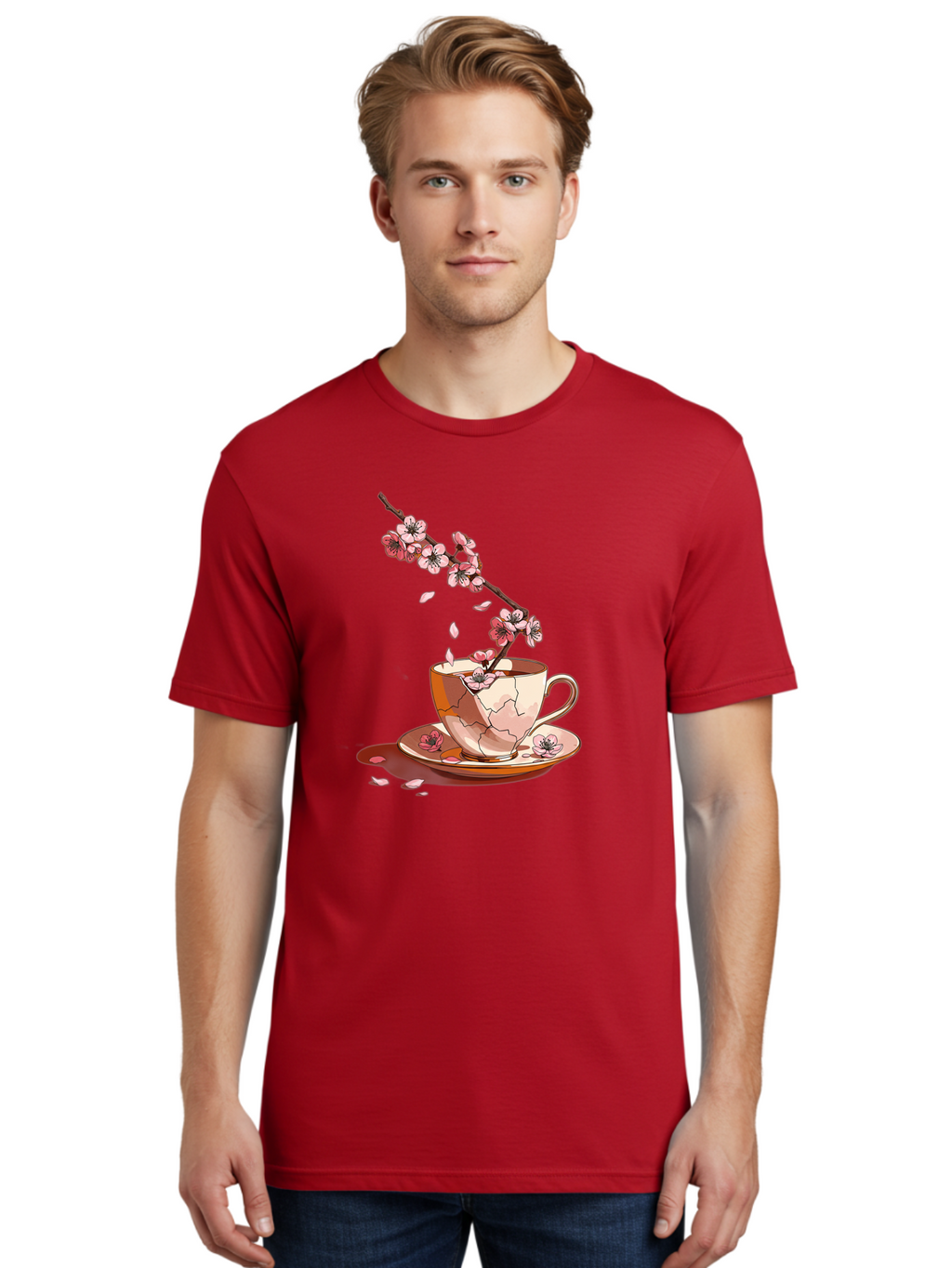 Kintsugi-Tea-Cup Men'S Graphic Tee, 100% Cotton, Comfortable Casual Summer Wear, Machine Washable, Vintage Camera, Old Camera, Antique Camera, Black Camera, Classic Photography, Photography Equipment, Nostalgic Device, Film Camera, Camera Art Bai082