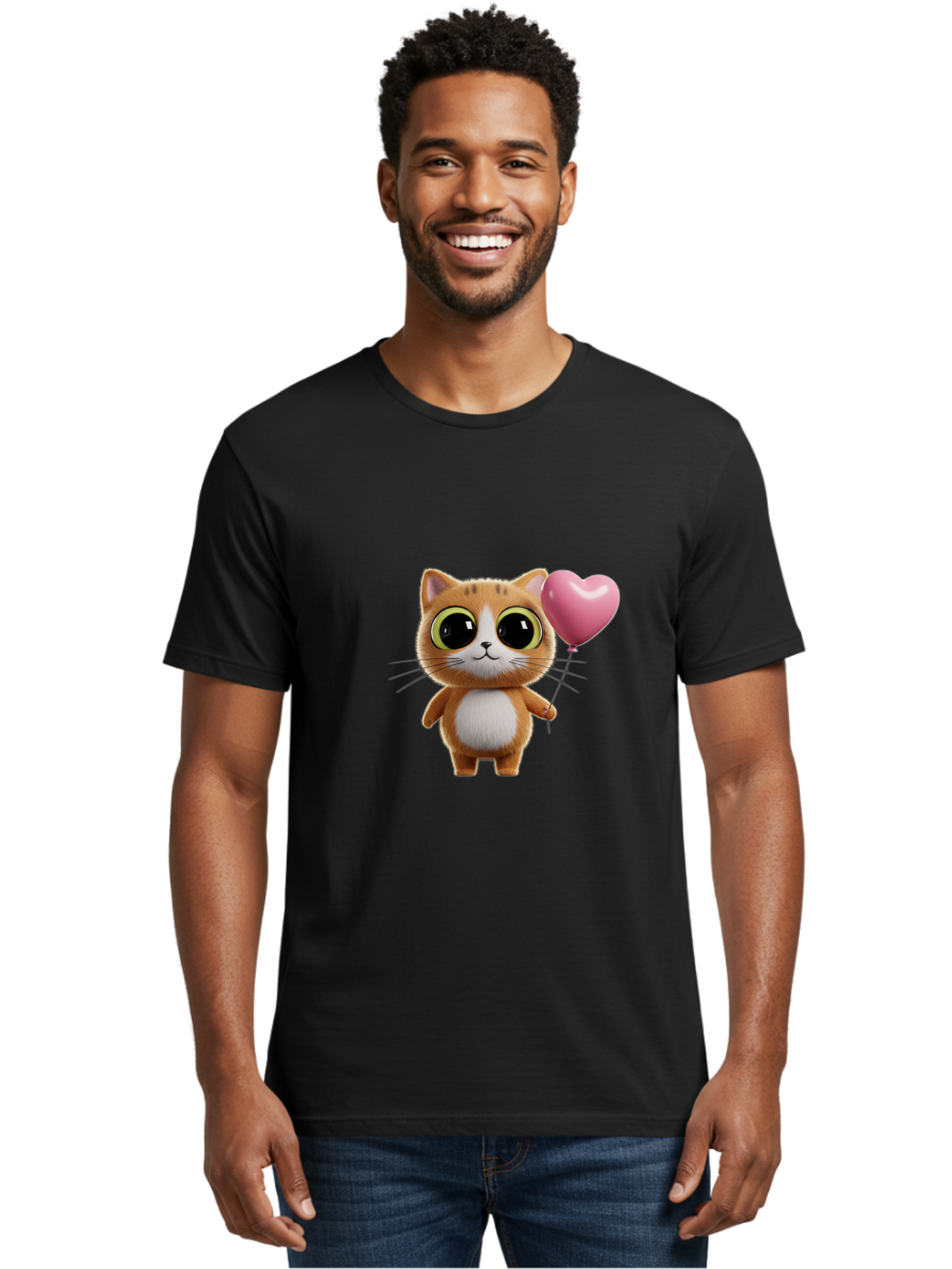 Kitty-With-Heart-Balloon Men'S Graphic Tee, 100% Cotton, Comfortable Casual Summer Wear, Machine Washable, Vintage Camera, Old Camera, Antique Camera, Black Camera, Classic Photography, Photography Equipment, Nostalgic Device, Film Camera, Bai083