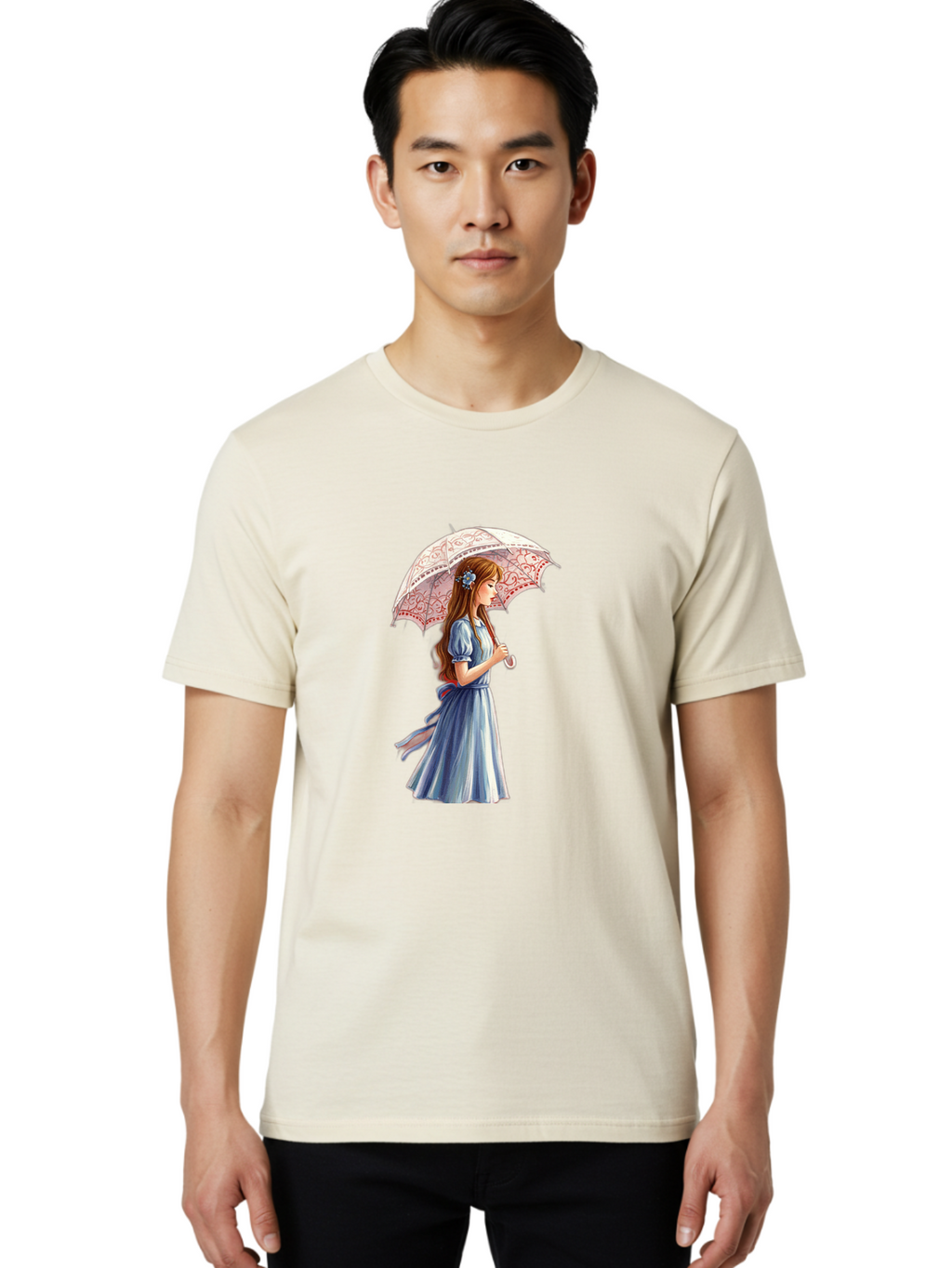 Lady-With-Parasol Men'S Graphic Tee, 100% Cotton, Comfortable Casual Summer Wear, Machine Washable, Vintage Camera, Old Camera, Antique Camera, Black Camera, Classic Photography, Photography Equipment, Nostalgic Device, Film Camera, Camera Art Bai085