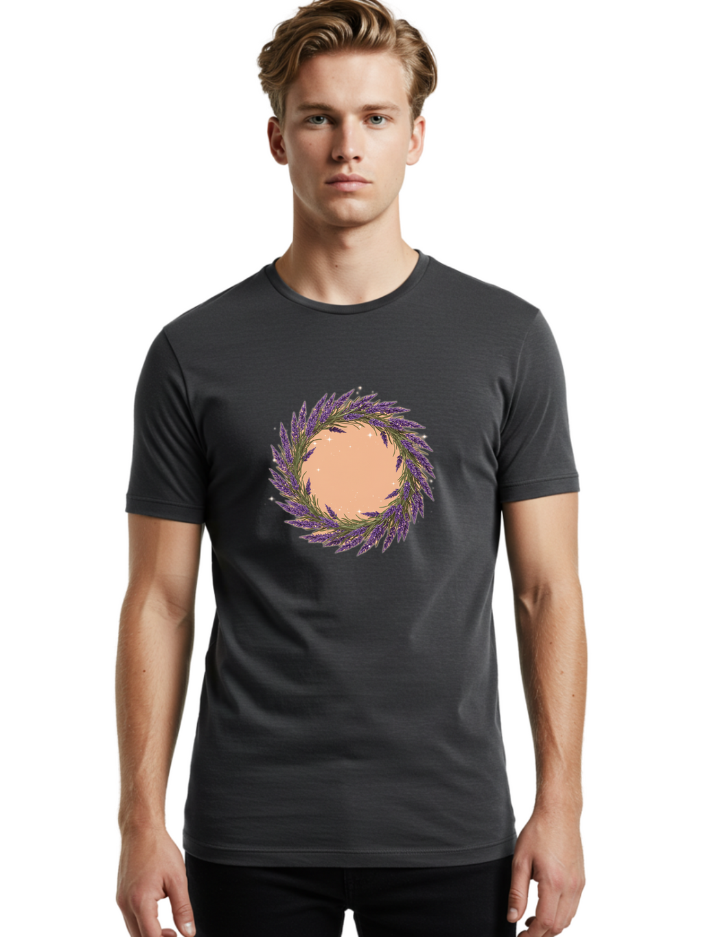 Lavender-Wreath Men'S Graphic Tee, 100% Cotton, Comfortable Casual Summer Wear, Machine Washable, Vintage Camera, Old Camera, Antique Camera, Black Camera, Classic Photography, Photography Equipment, Nostalgic Device, Film Camera, Camera Art Bai087