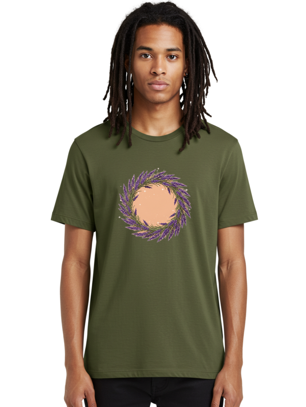 Lavender-Wreath Men'S Graphic Tee, 100% Cotton, Comfortable Casual Summer Wear, Machine Washable, Vintage Camera, Old Camera, Antique Camera, Black Camera, Classic Photography, Photography Equipment, Nostalgic Device, Film Camera, Camera Art Bai087