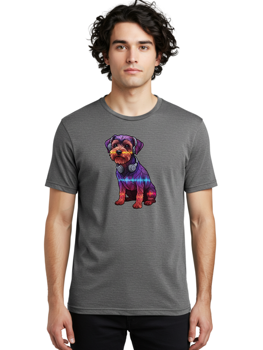 Low-Poly-Dog-Wearing-Headphones Men'S Graphic Tee, 100% Cotton, Comfortable Casual Summer Wear, Machine Washable, Vintage Camera, Old Camera, Antique Camera, Black Camera, Classic Photography, Photography Equipment, Nostalgic Device, Bai106