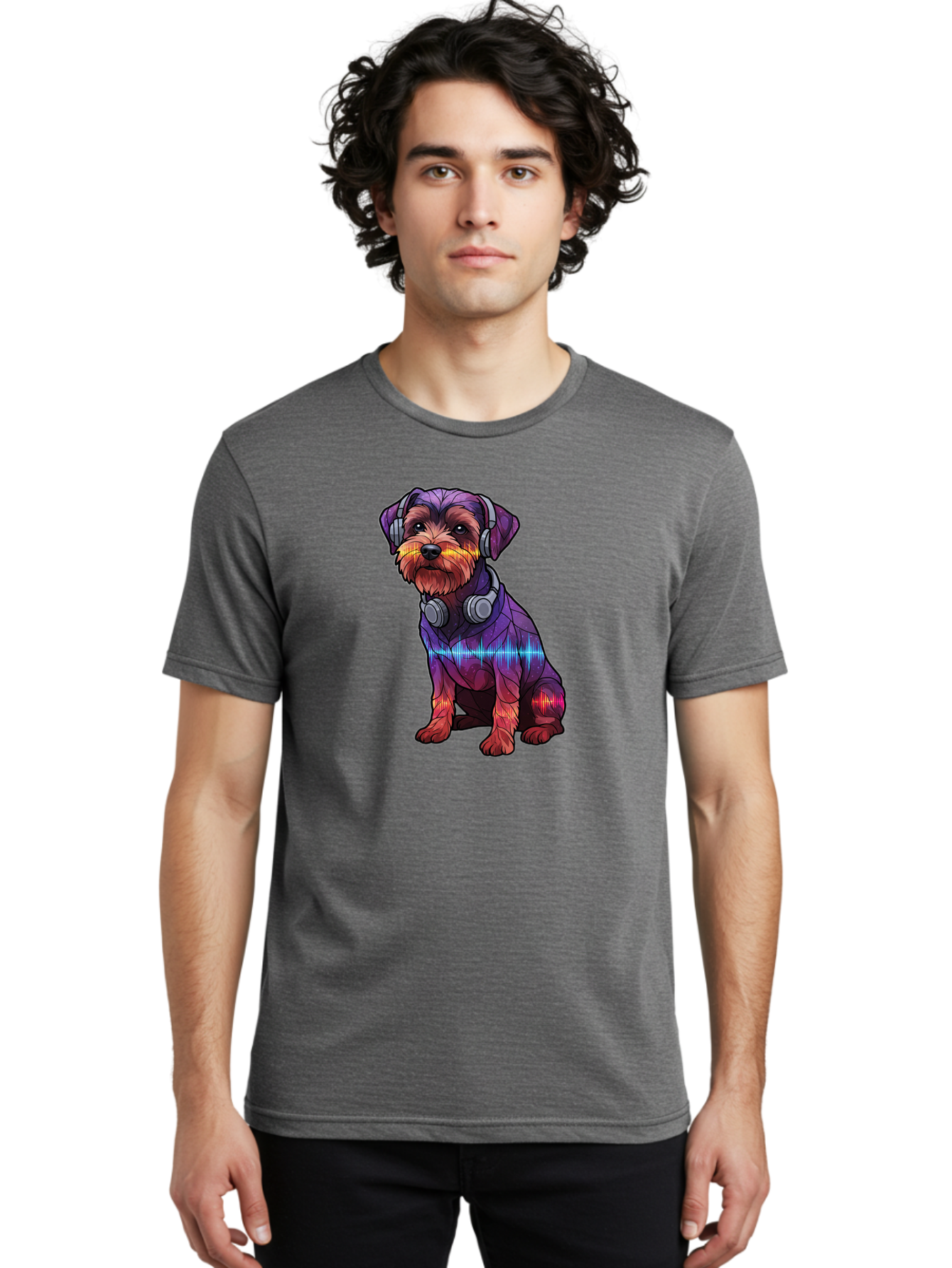 Low-Poly-Dog-Wearing-Headphones Men'S Graphic Tee, 100% Cotton, Comfortable Casual Summer Wear, Machine Washable, Vintage Camera, Old Camera, Antique Camera, Black Camera, Classic Photography, Photography Equipment, Nostalgic Device, Bai106