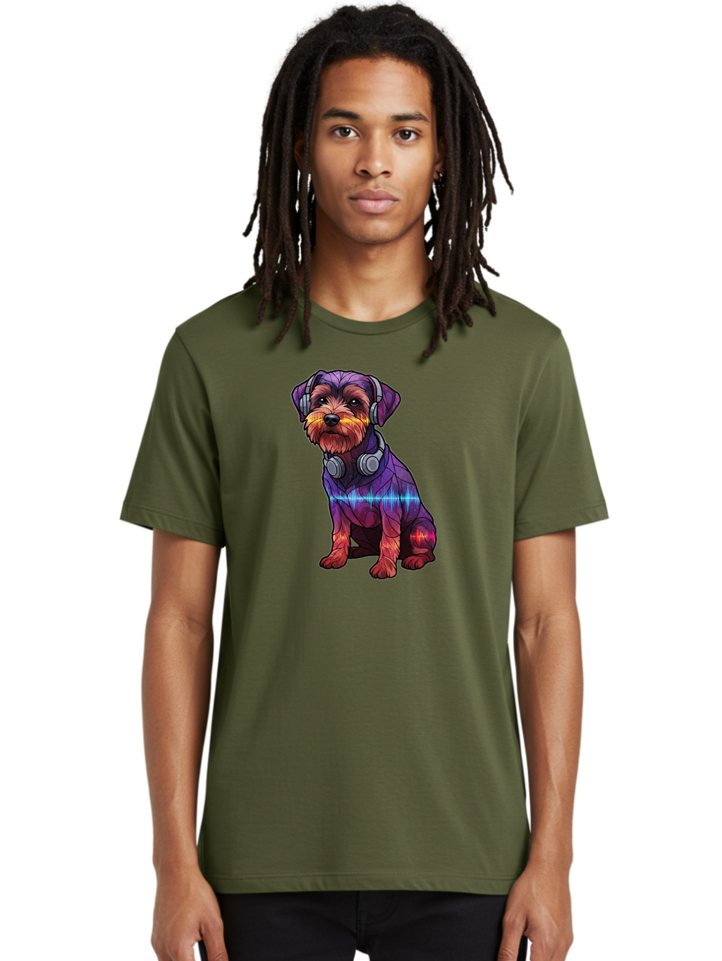 Low-Poly-Dog-Wearing-Headphones Men'S Graphic Tee, 100% Cotton, Comfortable Casual Summer Wear, Machine Washable, Vintage Camera, Old Camera, Antique Camera, Black Camera, Classic Photography, Photography Equipment, Nostalgic Device, Bai106
