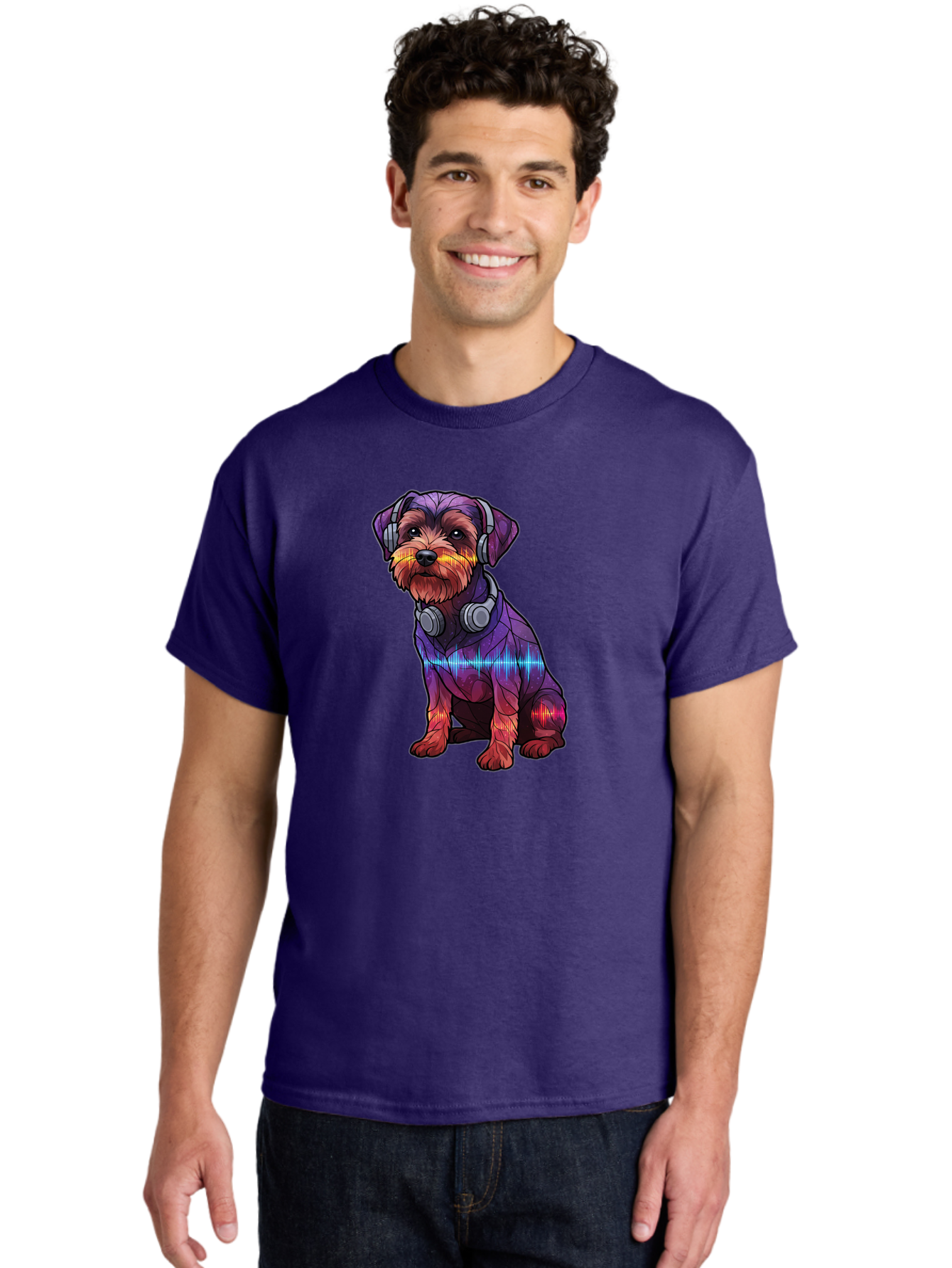 Low-Poly-Dog-Wearing-Headphones Men'S Graphic Tee, 100% Cotton, Comfortable Casual Summer Wear, Machine Washable, Vintage Camera, Old Camera, Antique Camera, Black Camera, Classic Photography, Photography Equipment, Nostalgic Device, Bai106