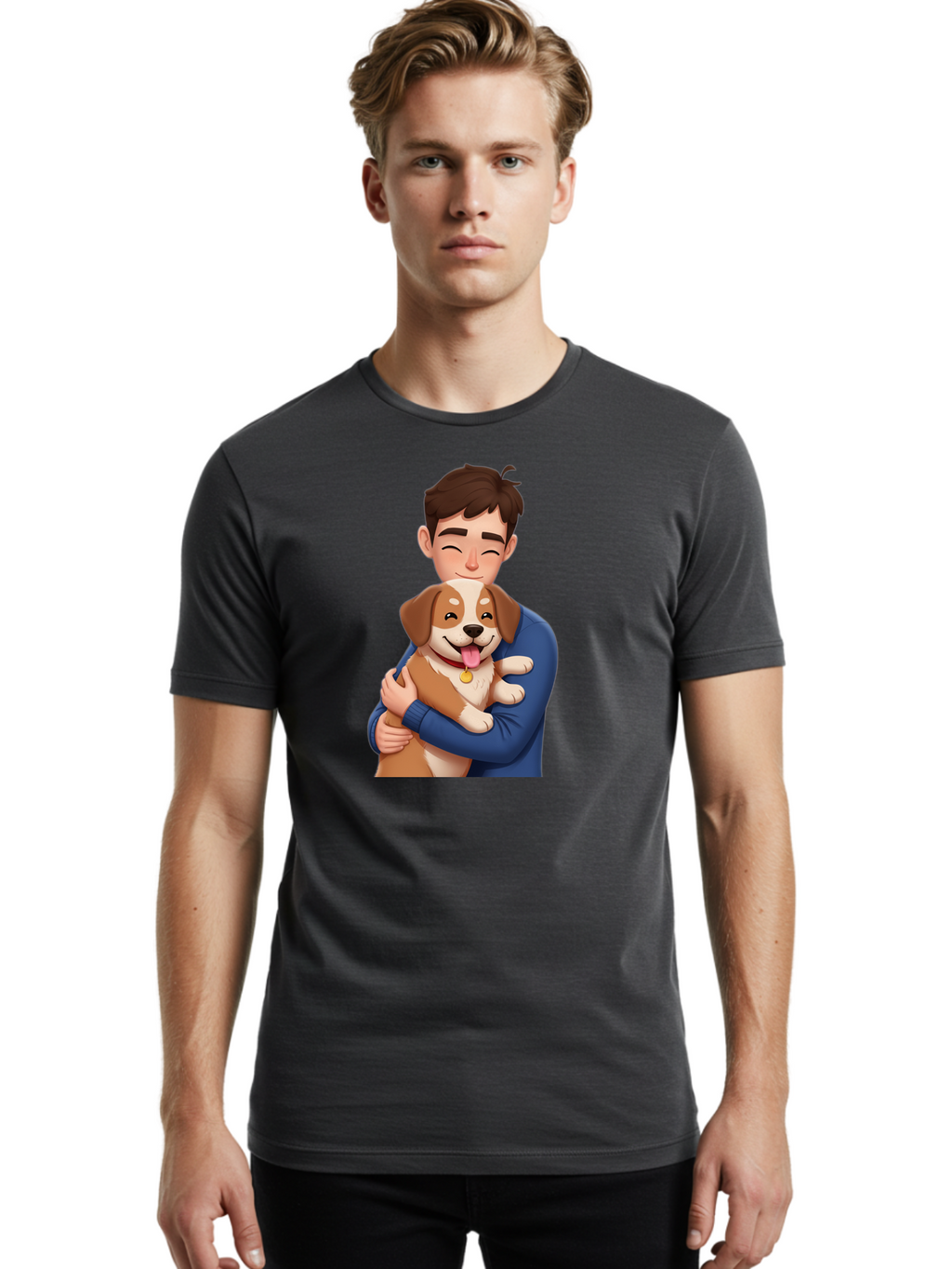 Man-Holding-Dog Men'S Graphic Tee, 100% Cotton, Comfortable Casual Summer Wear, Machine Washable, Vintage Camera, Old Camera, Antique Camera, Black Camera, Classic Photography, Photography Equipment, Nostalgic Device, Film Camera, Camera Art Bai110