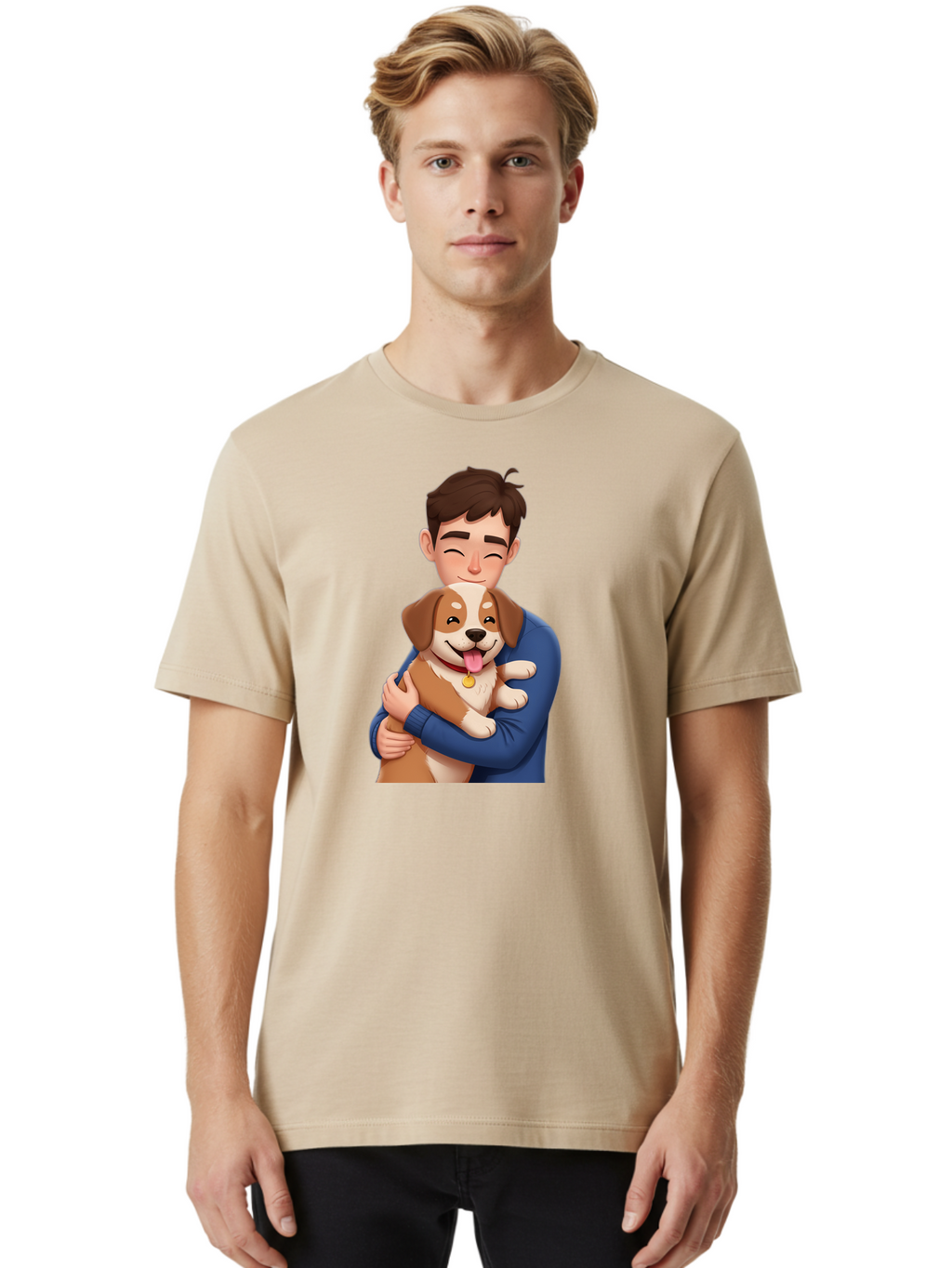 Man-Holding-Dog Men'S Graphic Tee, 100% Cotton, Comfortable Casual Summer Wear, Machine Washable, Vintage Camera, Old Camera, Antique Camera, Black Camera, Classic Photography, Photography Equipment, Nostalgic Device, Film Camera, Camera Art Bai110