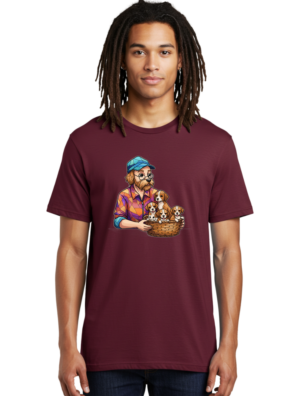 Man-Holding-Puppies Men'S Graphic Tee, 100% Cotton, Comfortable Casual Summer Wear, Machine Washable, Vintage Camera, Old Camera, Antique Camera, Black Camera, Classic Photography, Photography Equipment, Nostalgic Device, Film Camera, Bai111