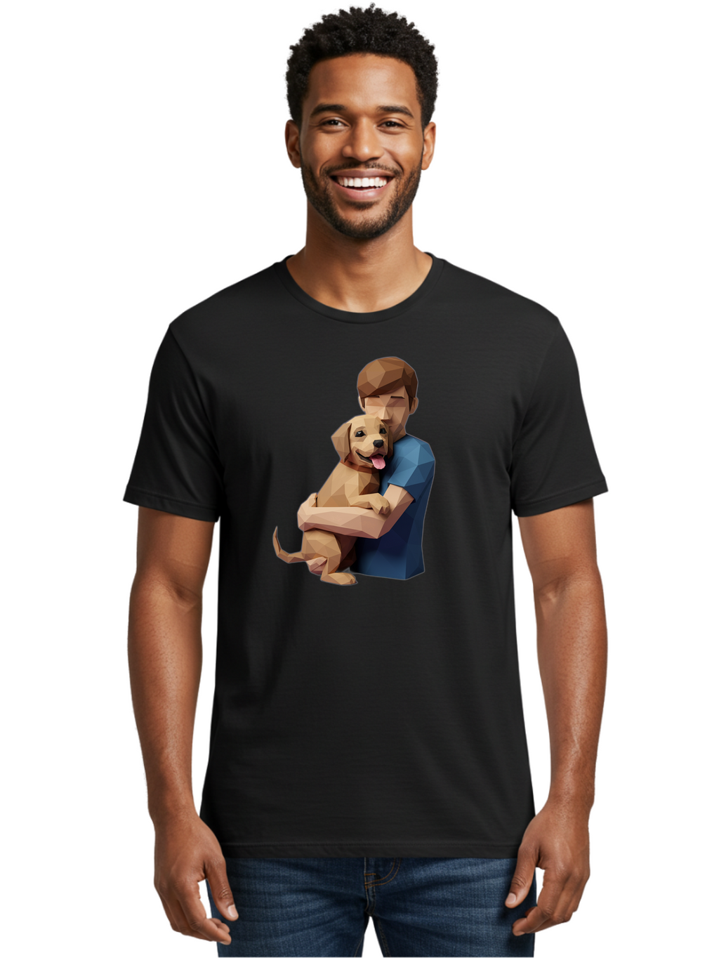 Man-Hugging-Dog-1 Men'S Graphic Tee, 100% Cotton, Comfortable Casual Summer Wear, Machine Washable, Vintage Camera, Old Camera, Antique Camera, Black Camera, Classic Photography, Photography Equipment, Nostalgic Device, Film Camera, Camera Art Bai112