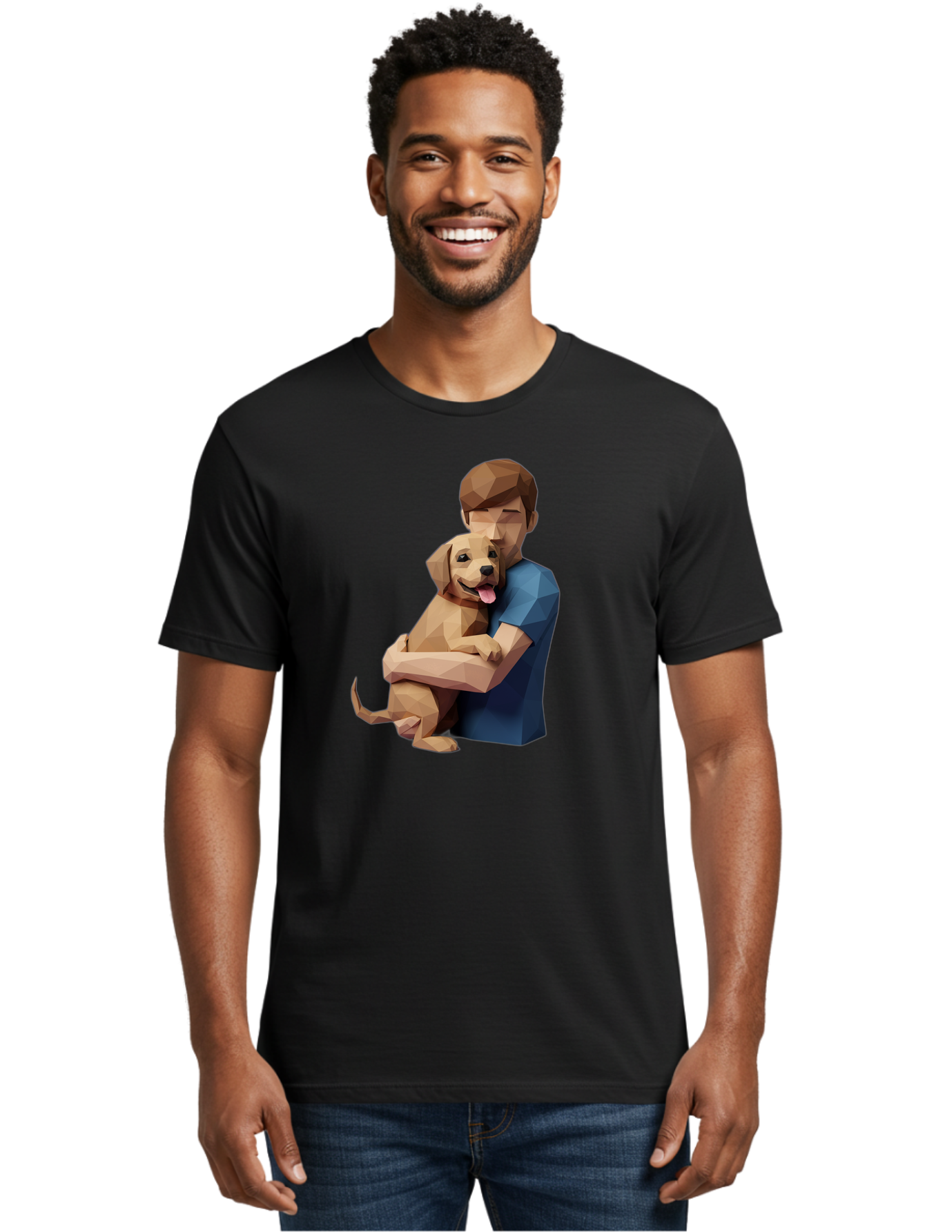 Man-Hugging-Dog-1 Men'S Graphic Tee, 100% Cotton, Comfortable Casual Summer Wear, Machine Washable, Vintage Camera, Old Camera, Antique Camera, Black Camera, Classic Photography, Photography Equipment, Nostalgic Device, Film Camera, Camera Art Bai112