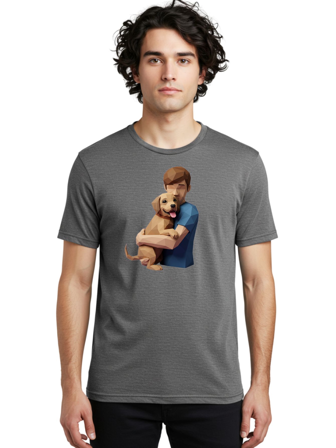 Man-Hugging-Dog-1 Men'S Graphic Tee, 100% Cotton, Comfortable Casual Summer Wear, Machine Washable, Vintage Camera, Old Camera, Antique Camera, Black Camera, Classic Photography, Photography Equipment, Nostalgic Device, Film Camera, Camera Art Bai112