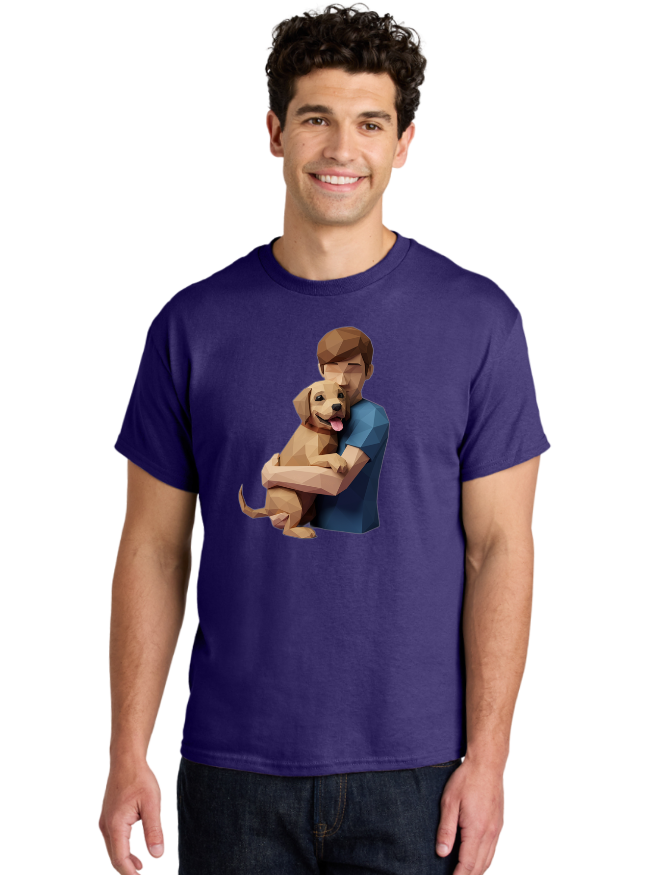 Man-Hugging-Dog-1 Men'S Graphic Tee, 100% Cotton, Comfortable Casual Summer Wear, Machine Washable, Vintage Camera, Old Camera, Antique Camera, Black Camera, Classic Photography, Photography Equipment, Nostalgic Device, Film Camera, Camera Art Bai112