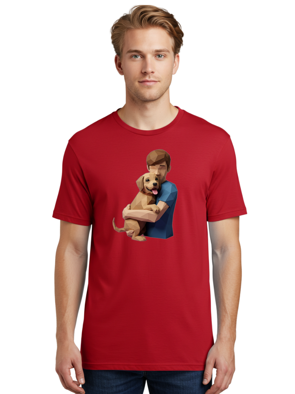Man-Hugging-Dog-1 Men'S Graphic Tee, 100% Cotton, Comfortable Casual Summer Wear, Machine Washable, Vintage Camera, Old Camera, Antique Camera, Black Camera, Classic Photography, Photography Equipment, Nostalgic Device, Film Camera, Camera Art Bai112