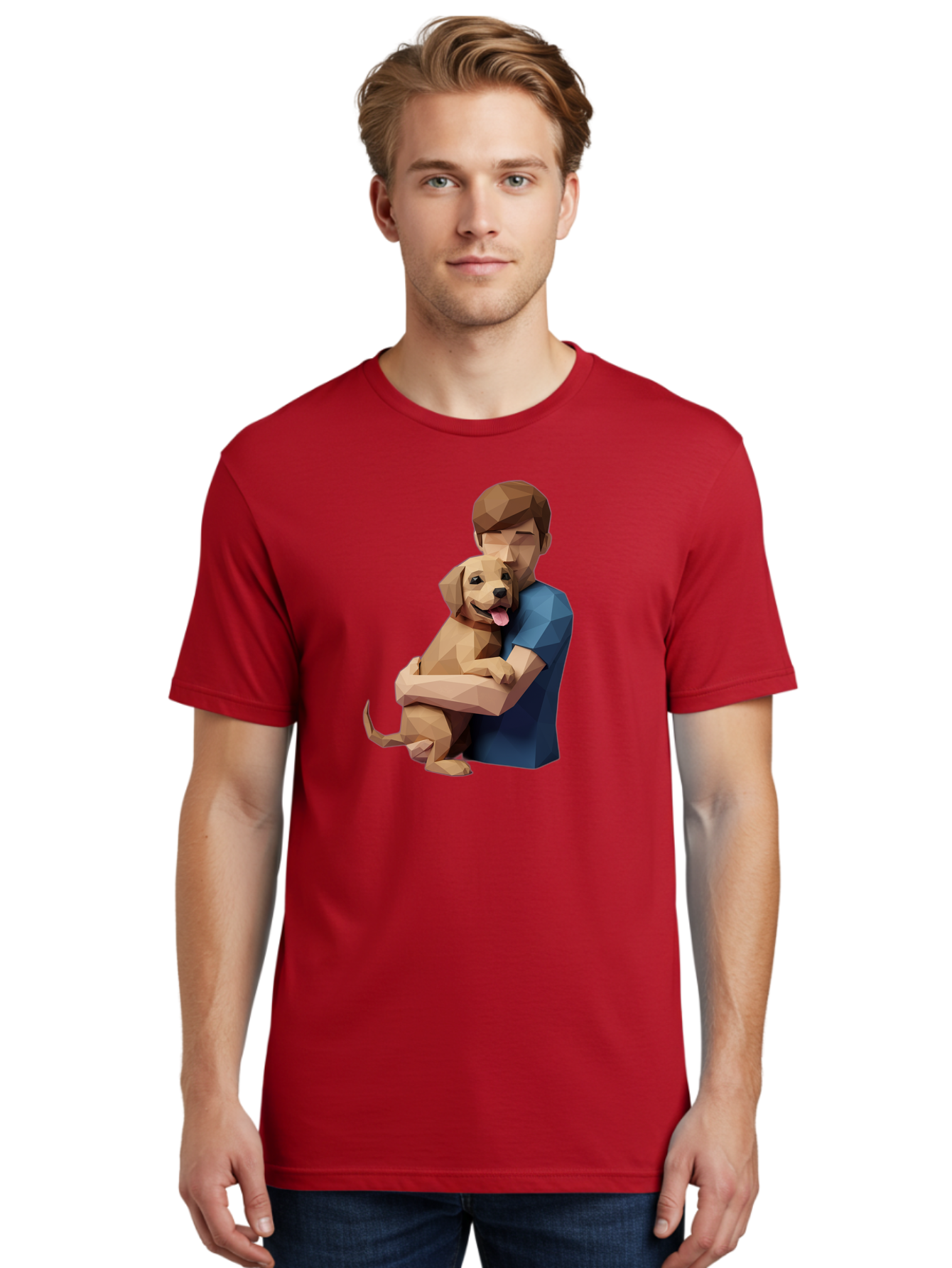 Man-Hugging-Dog-1 Men'S Graphic Tee, 100% Cotton, Comfortable Casual Summer Wear, Machine Washable, Vintage Camera, Old Camera, Antique Camera, Black Camera, Classic Photography, Photography Equipment, Nostalgic Device, Film Camera, Camera Art Bai112