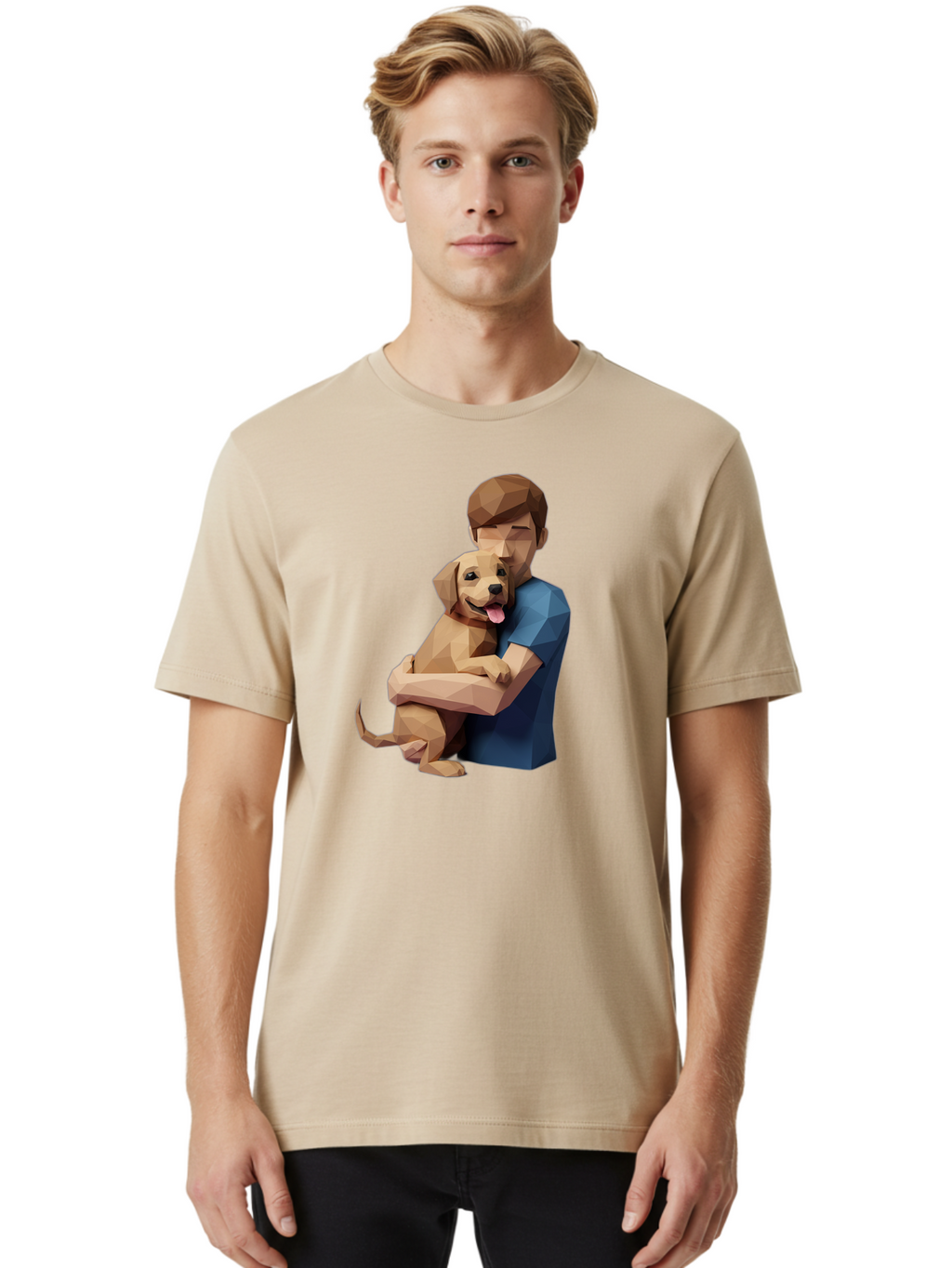 Man-Hugging-Dog-1 Men'S Graphic Tee, 100% Cotton, Comfortable Casual Summer Wear, Machine Washable, Vintage Camera, Old Camera, Antique Camera, Black Camera, Classic Photography, Photography Equipment, Nostalgic Device, Film Camera, Camera Art Bai112