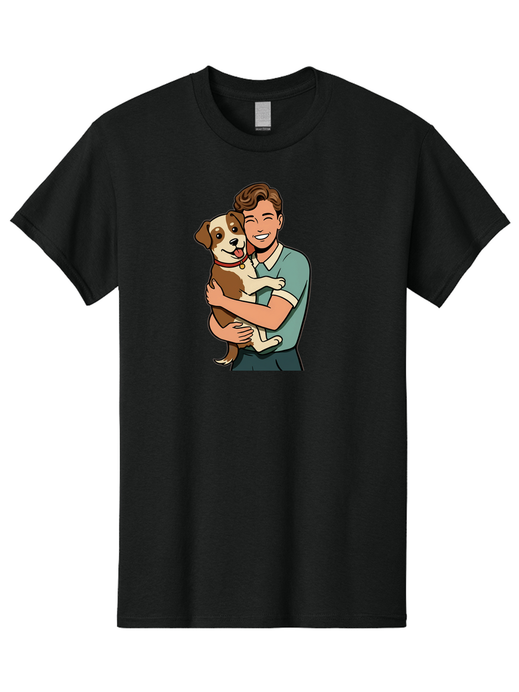 Man-Hugging-Dog-2 Men'S Graphic Tee, 100% Cotton, Comfortable Casual Summer Wear, Machine Washable, Vintage Camera, Old Camera, Antique Camera, Black Camera, Classic Photography, Photography Equipment, Nostalgic Device, Film Camera, Camera Art Bai113