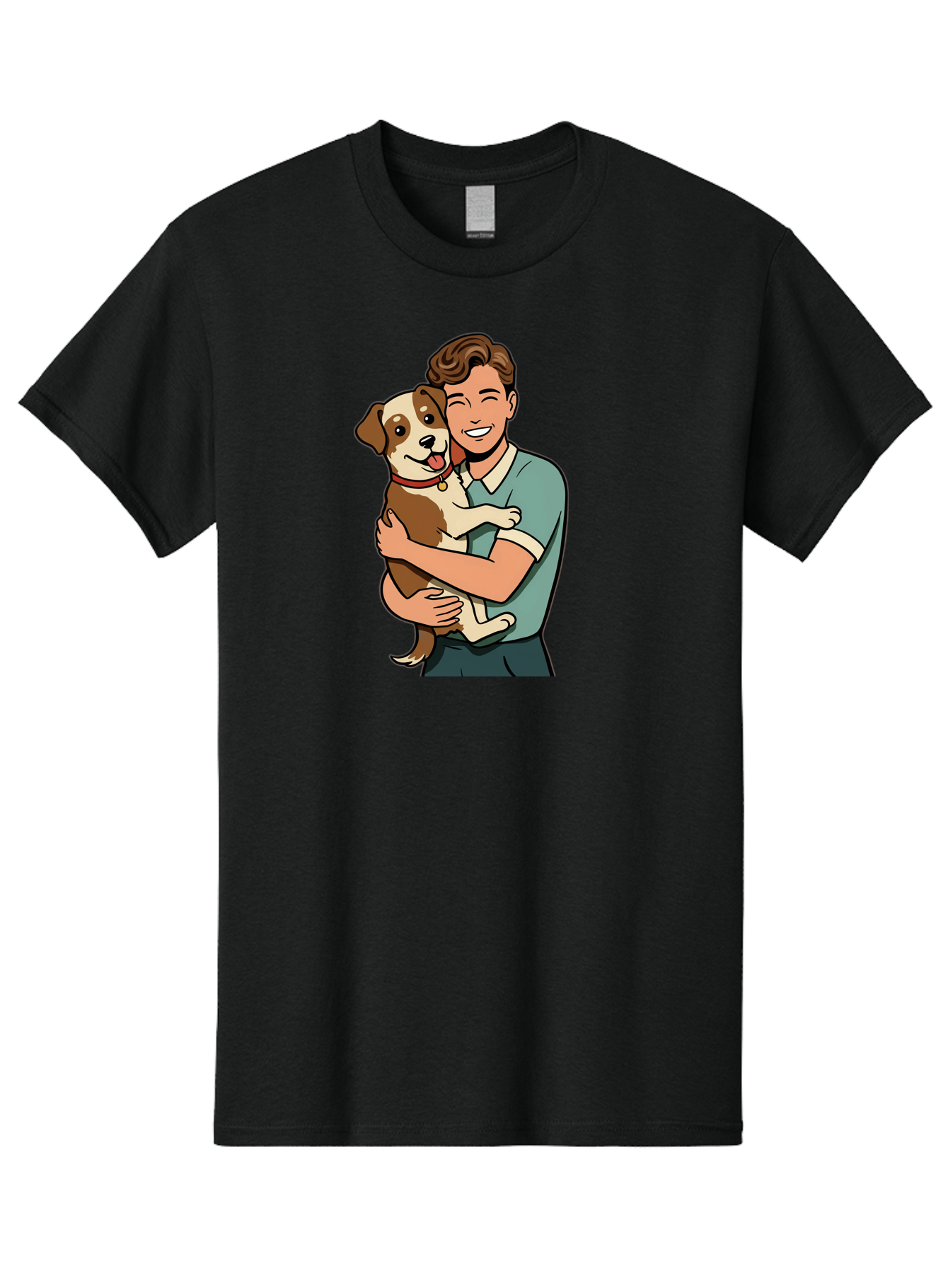 Man-Hugging-Dog-2 Men'S Graphic Tee, 100% Cotton, Comfortable Casual Summer Wear, Machine Washable, Vintage Camera, Old Camera, Antique Camera, Black Camera, Classic Photography, Photography Equipment, Nostalgic Device, Film Camera, Camera Art Bai113