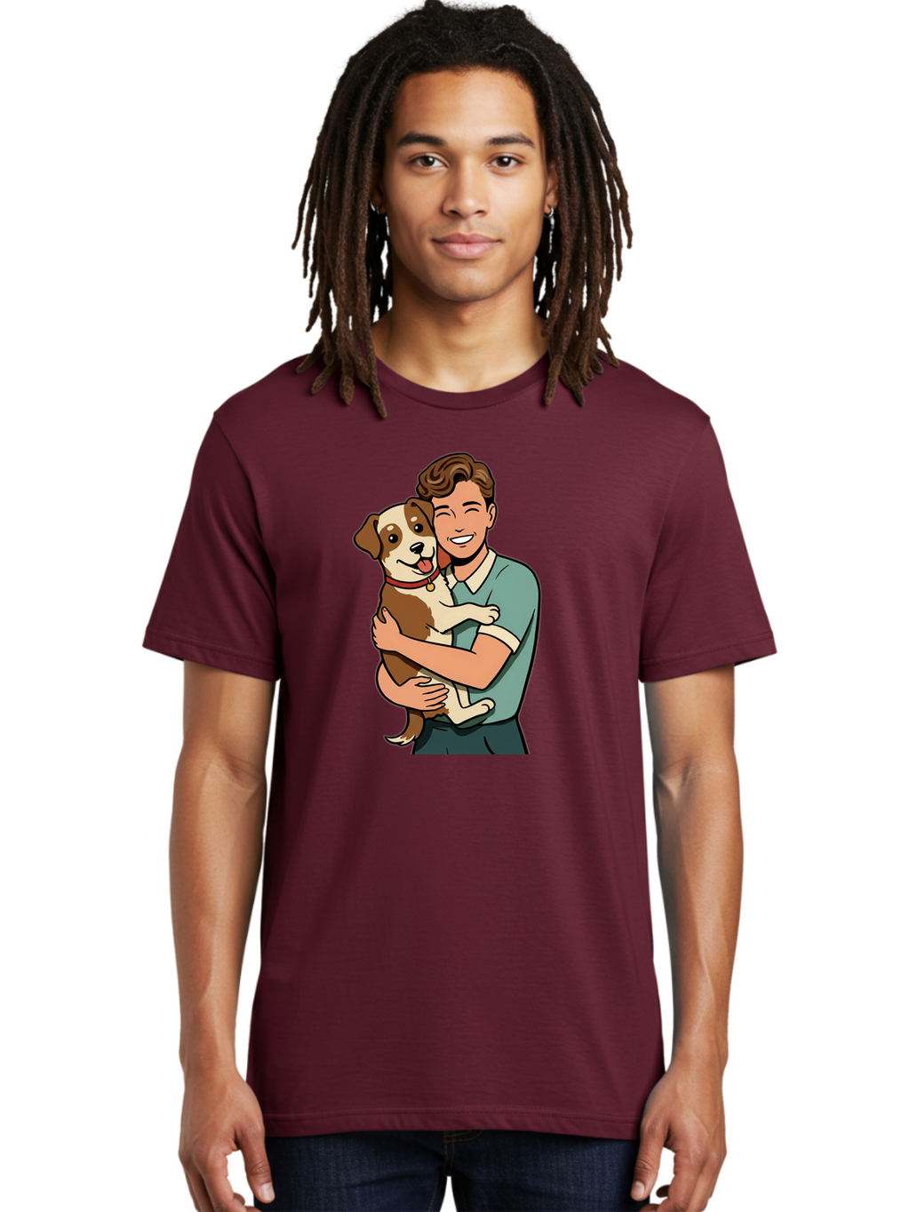 Man-Hugging-Dog-2 Men'S Graphic Tee, 100% Cotton, Comfortable Casual Summer Wear, Machine Washable, Vintage Camera, Old Camera, Antique Camera, Black Camera, Classic Photography, Photography Equipment, Nostalgic Device, Film Camera, Camera Art Bai113
