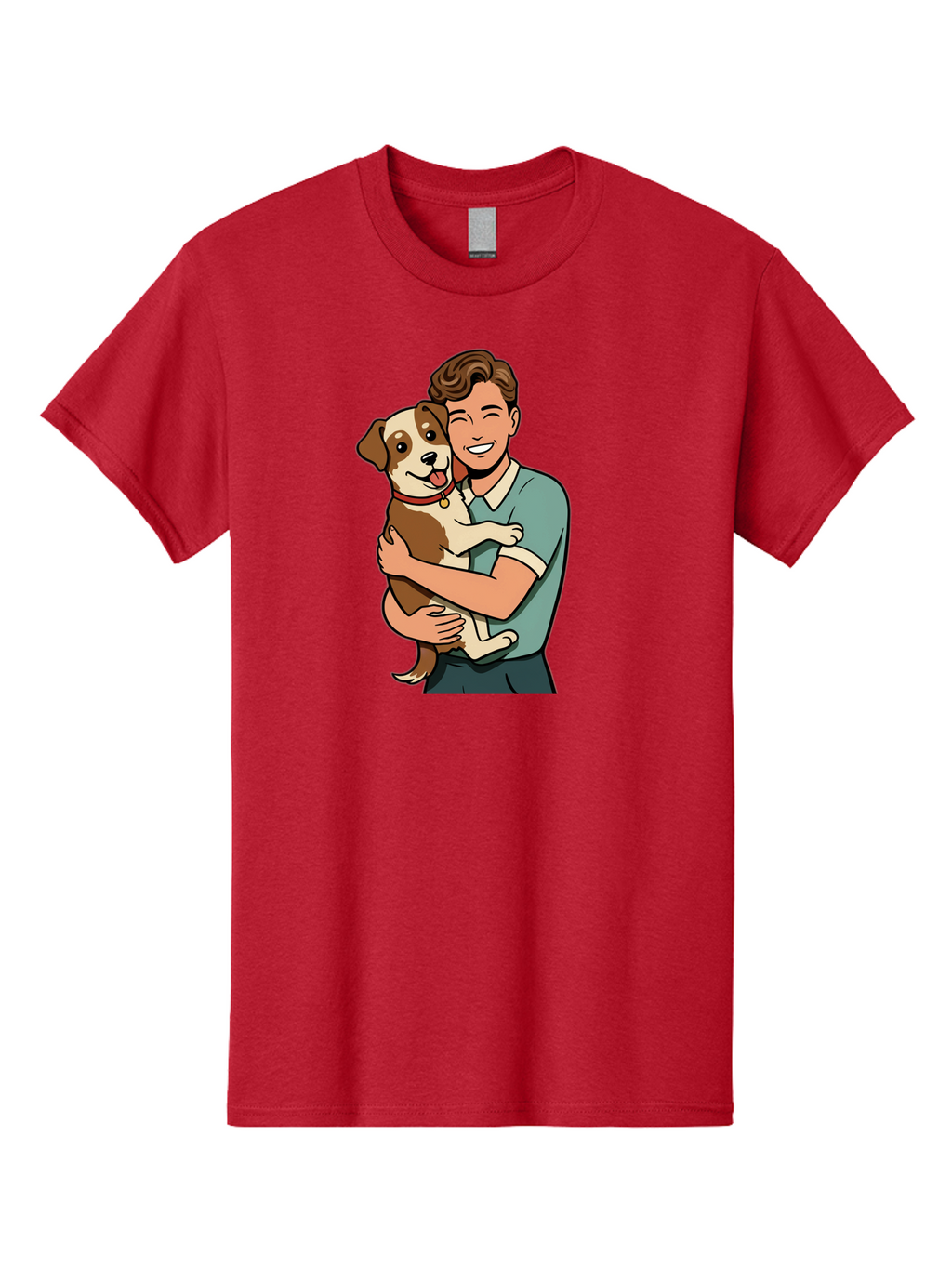 Man-Hugging-Dog-2 Men'S Graphic Tee, 100% Cotton, Comfortable Casual Summer Wear, Machine Washable, Vintage Camera, Old Camera, Antique Camera, Black Camera, Classic Photography, Photography Equipment, Nostalgic Device, Film Camera, Camera Art Bai113