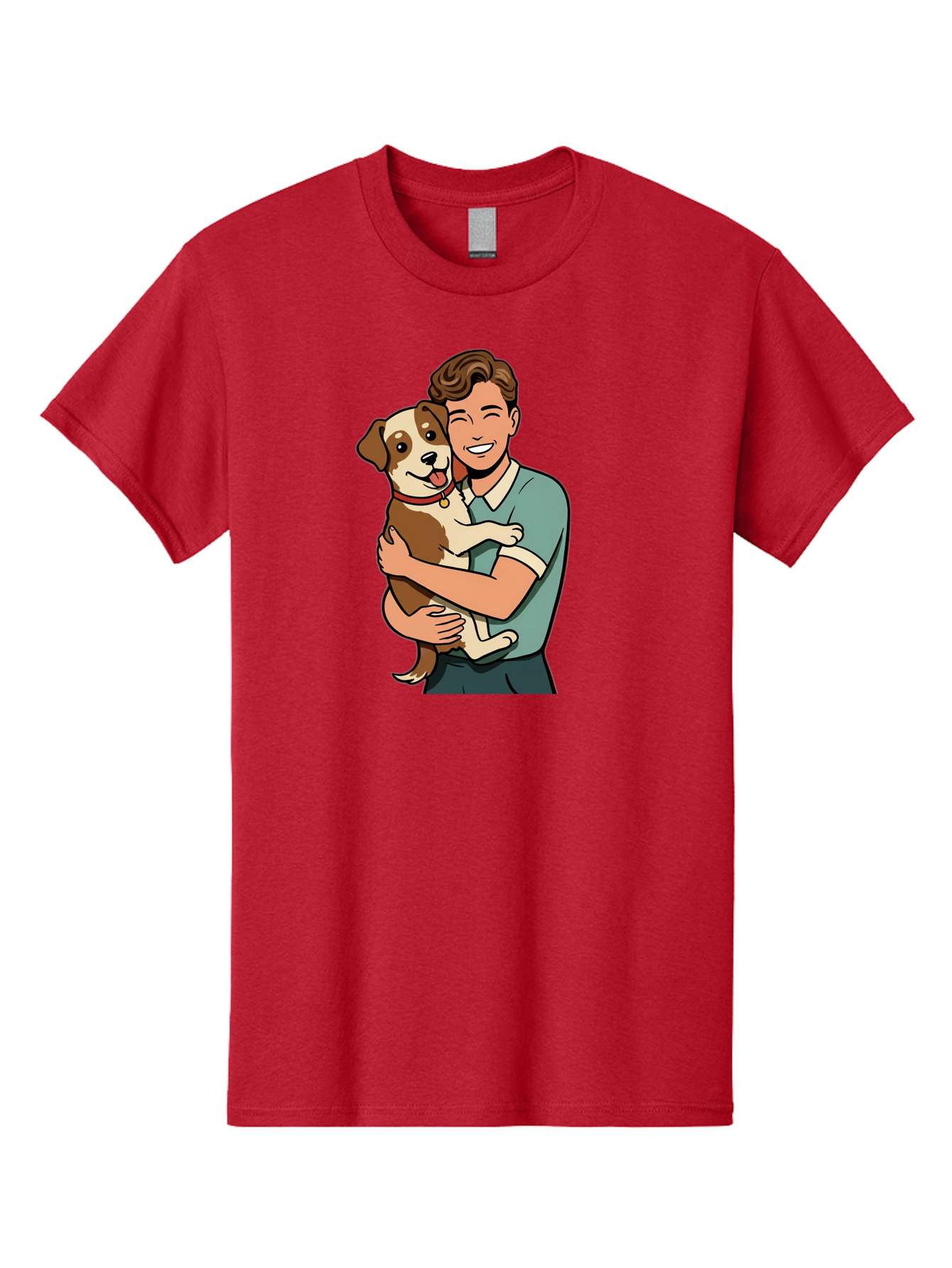 Man-Hugging-Dog-2 Men'S Graphic Tee, 100% Cotton, Comfortable Casual Summer Wear, Machine Washable, Vintage Camera, Old Camera, Antique Camera, Black Camera, Classic Photography, Photography Equipment, Nostalgic Device, Film Camera, Camera Art Bai113